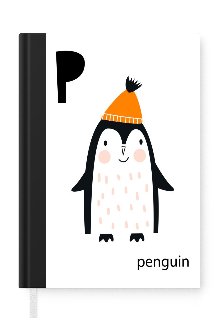 MuchoWow Notizbuch Kinderillustration der Buchstaben des Alphabets "Pinguin" mit, Journal, Merkzettel, Tagebuch, Notizheft, A5, 98 Seiten, Haushaltsbuch