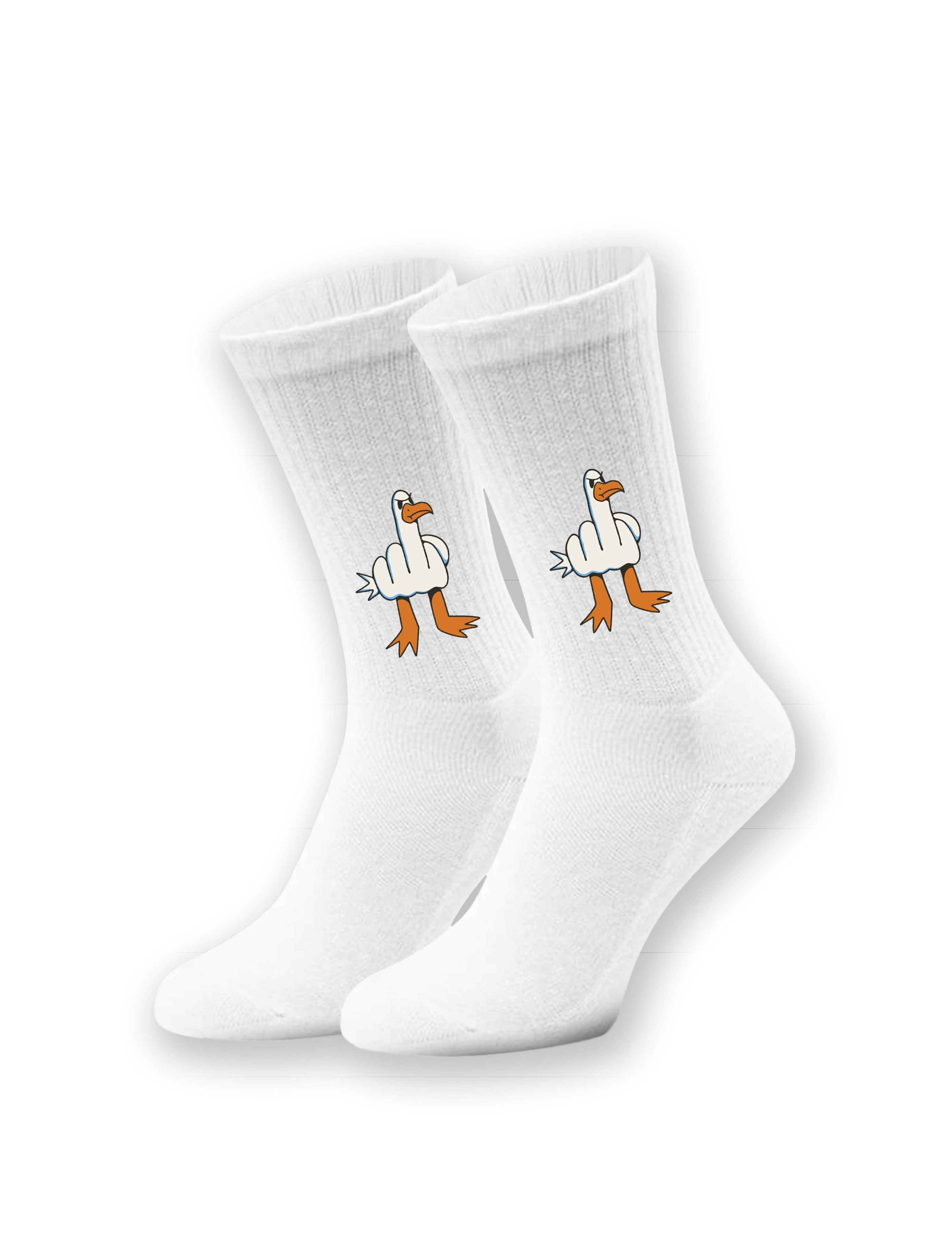 Youth Designz Tennissocken Unisex Socken "Möwe Finger" Fun-Aufdruck lustig Geschenk Statement mit verstärkter Verse und Zehenbereich