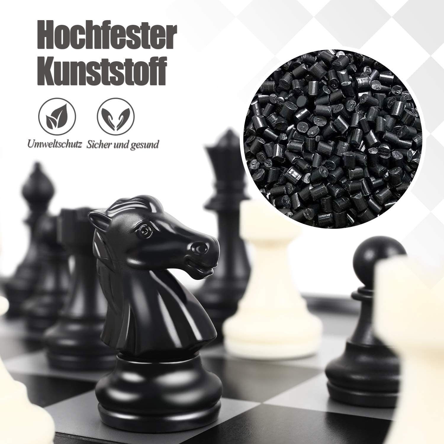Schachspiel Magnetischem Einklappbar Schwarz und Weiß-25*25cm 