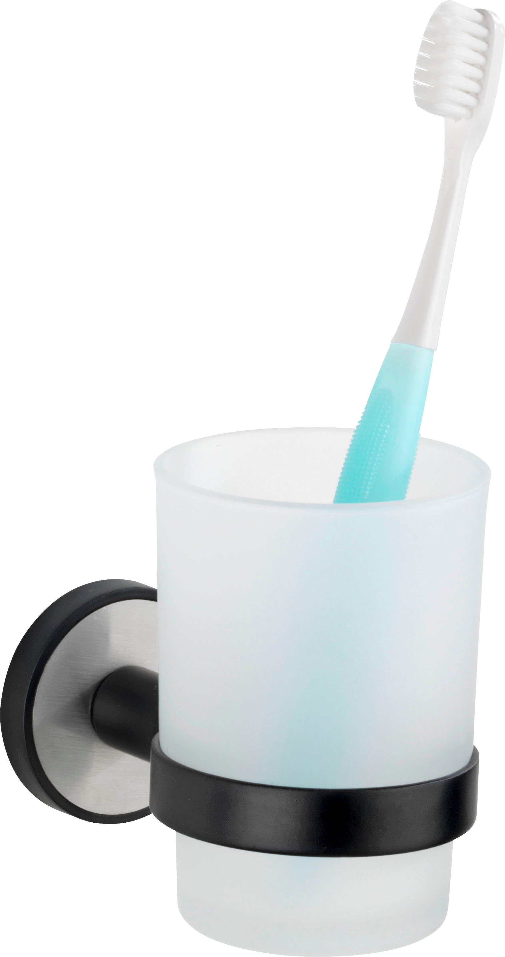 WENKO Zahnputzbecher UV-Loc® Udine, befestigen ohne Bohren mit innovativem Klebesystem