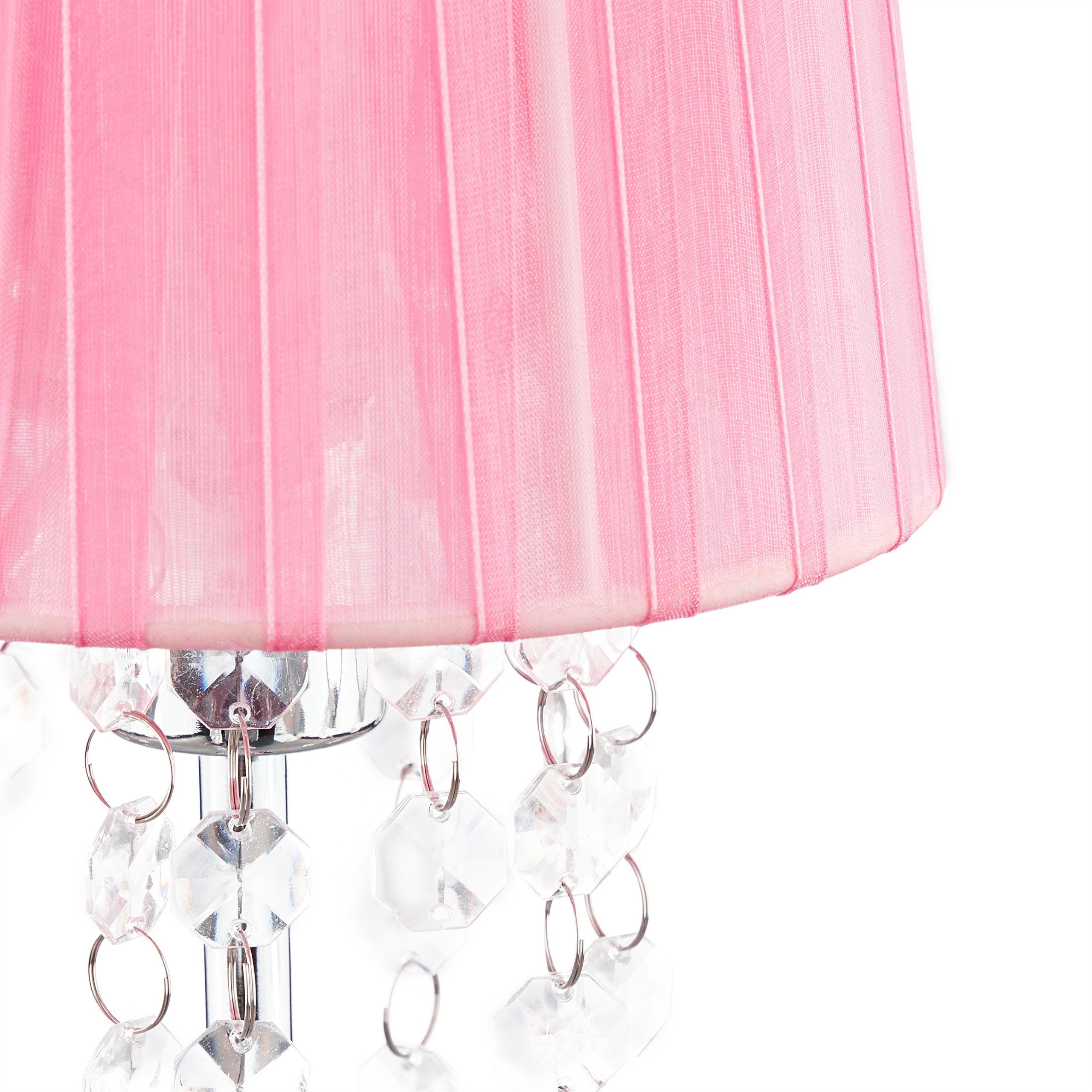 Kristall Tischlampe relaxdays mit Tischleuchte Organza-Schirm