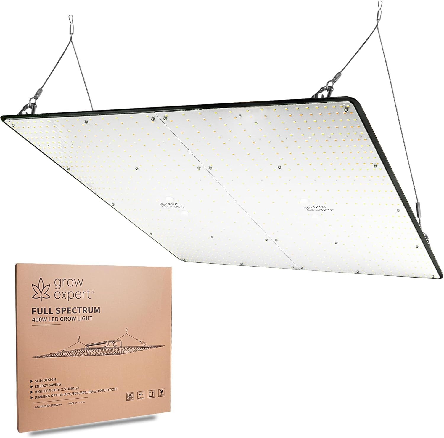 Grow Expert Pflanzenlampe LED Grow Lampe 100W/200W/400W – Samsung LM301D LED´s - hocheffizient, LED fest integriert, Samsung LM301D, Sonnenähnliches Lichtspektrum, Samsung LM301D LEDs, Passiv gekühlt