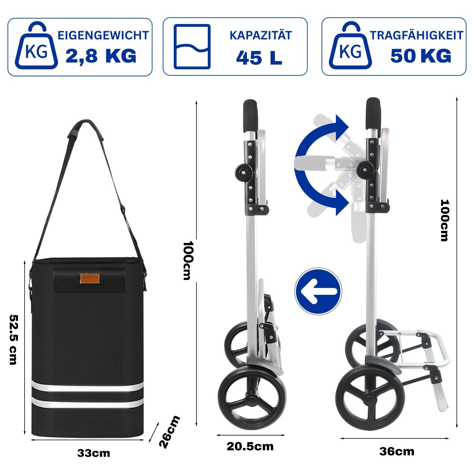 Allyson Einkaufstrolley Einkaufswagen klappbar, Einkauftrolley mit günstig online kaufen