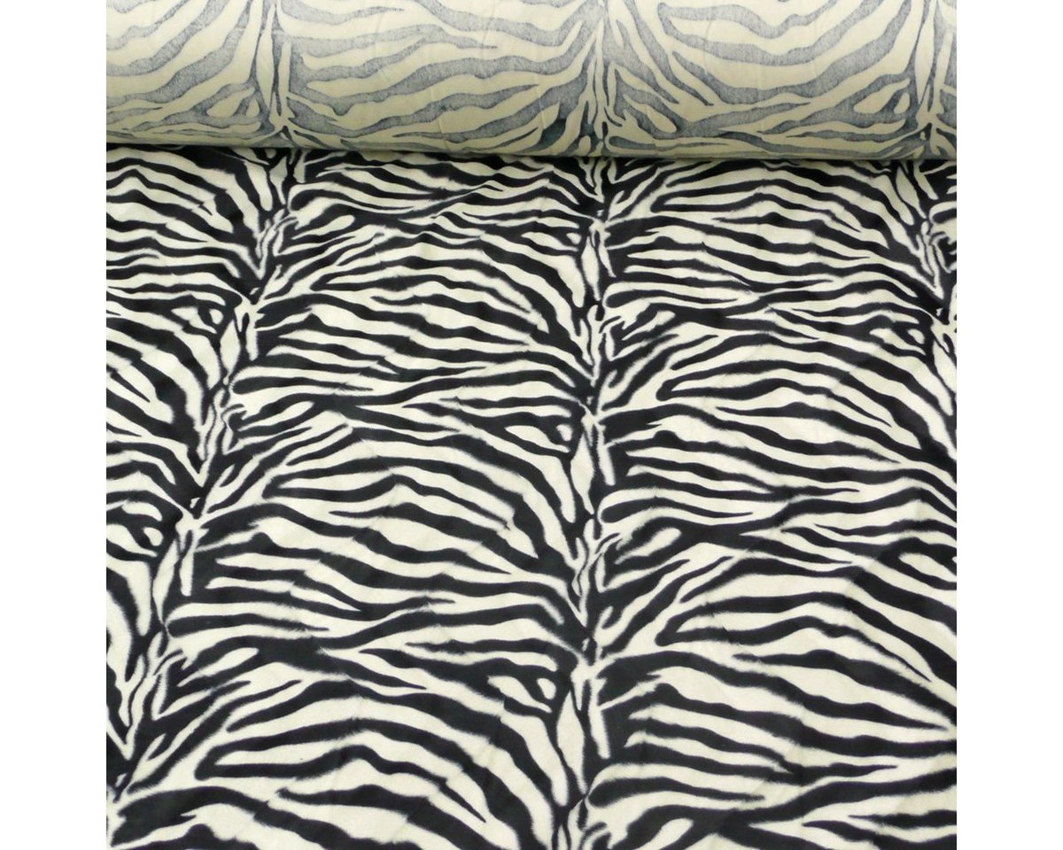 Thumbnail - SCHÖNER LEBEN. Stoff Velours Fellimitat Kunstfell Zebra schwarz weiß 1,5m Breite