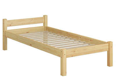 ERST-HOLZ Bett Holzbett stabil Kiefer 90x200 mit Rost, Kieferfarblos lackiert