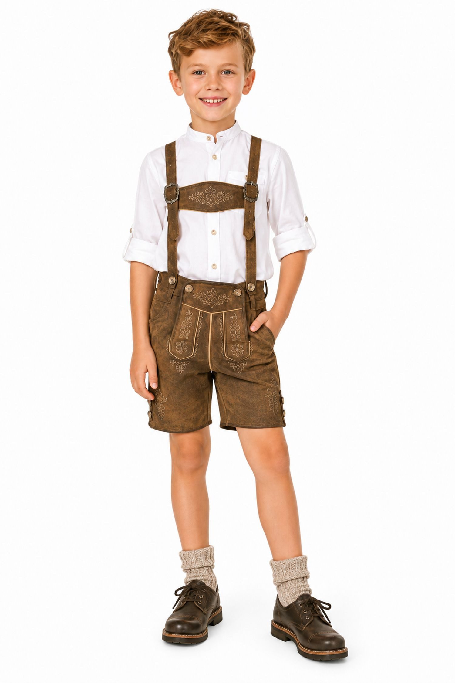 Isar-Trachten Socken Kurze Kinder Strümpfe zur Lederhose - 35648, Beig – Bild 2 von 5
