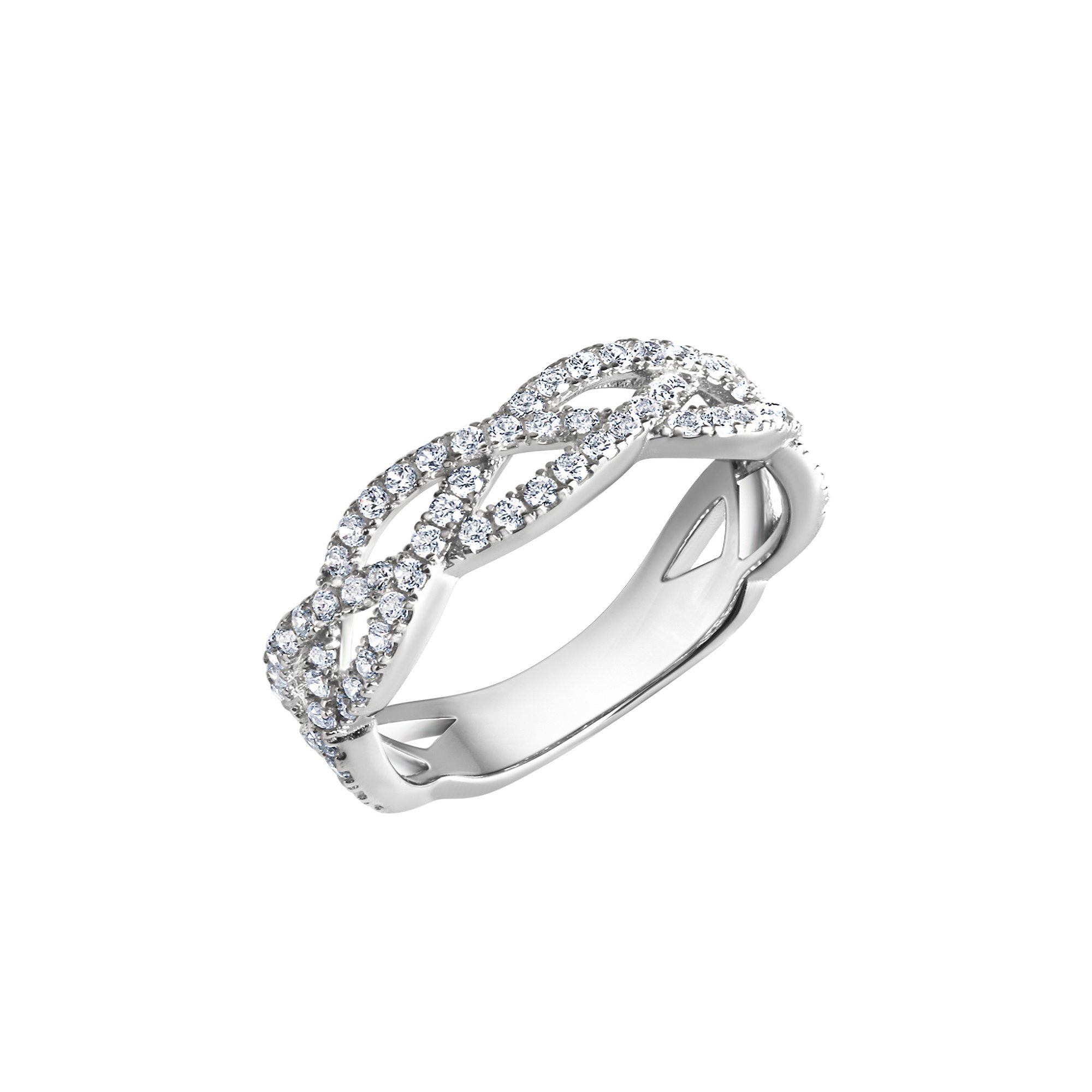 Zeeme Fingerring Silber 925 rhodiniert mit Zirkonia weiß günstig online kaufen