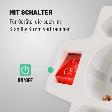 greate. 3er Steckdosenadapter mit Schalter bis max. 3500W - Mehrfachsteckdose Mehrfachsteckdose 3-fach (Mit Schalter, Erhöhter Berührungsschutz)