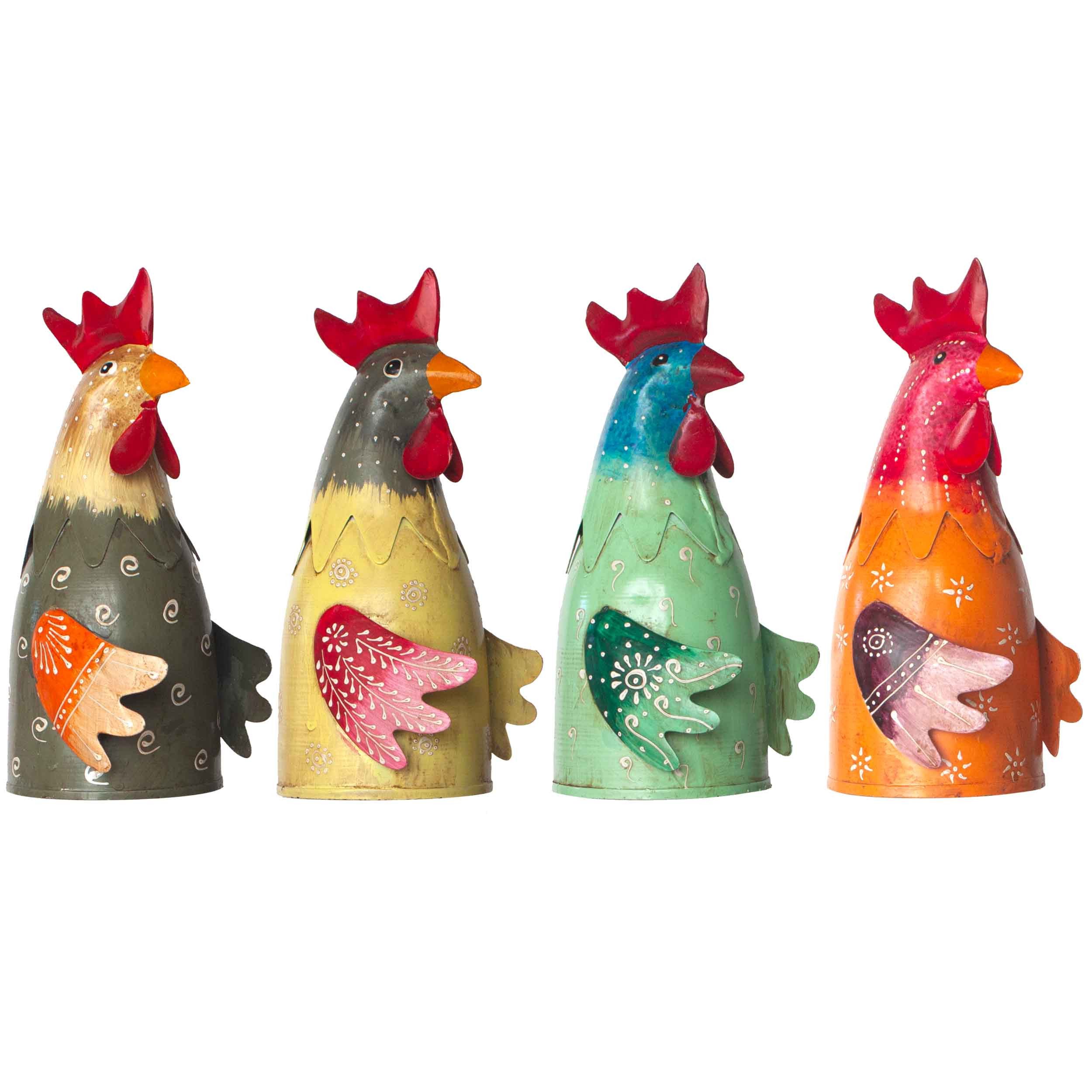 Paulslandhaus Gartenfigur Zaunhocker Hahn aus Metall Pfostenhocker Gartenfigur Huhn