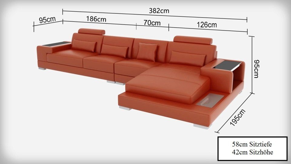 Modern Design Couch Eck Wohnlandschaft Ecksofa, Ledersofa JVmoebel Ecksofa Sofa