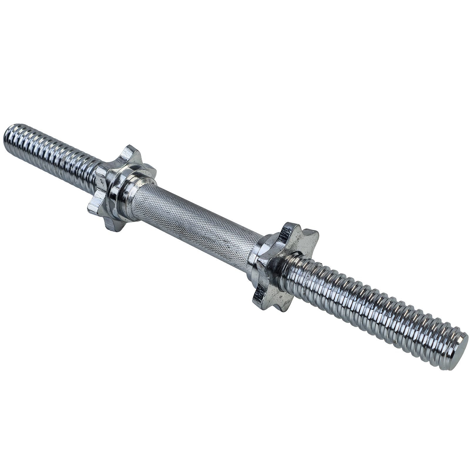 RAMROXX Kurzhantelstange 42cm mit gerändeltem Griff inkl. Sternschrauben Chrom 30mm