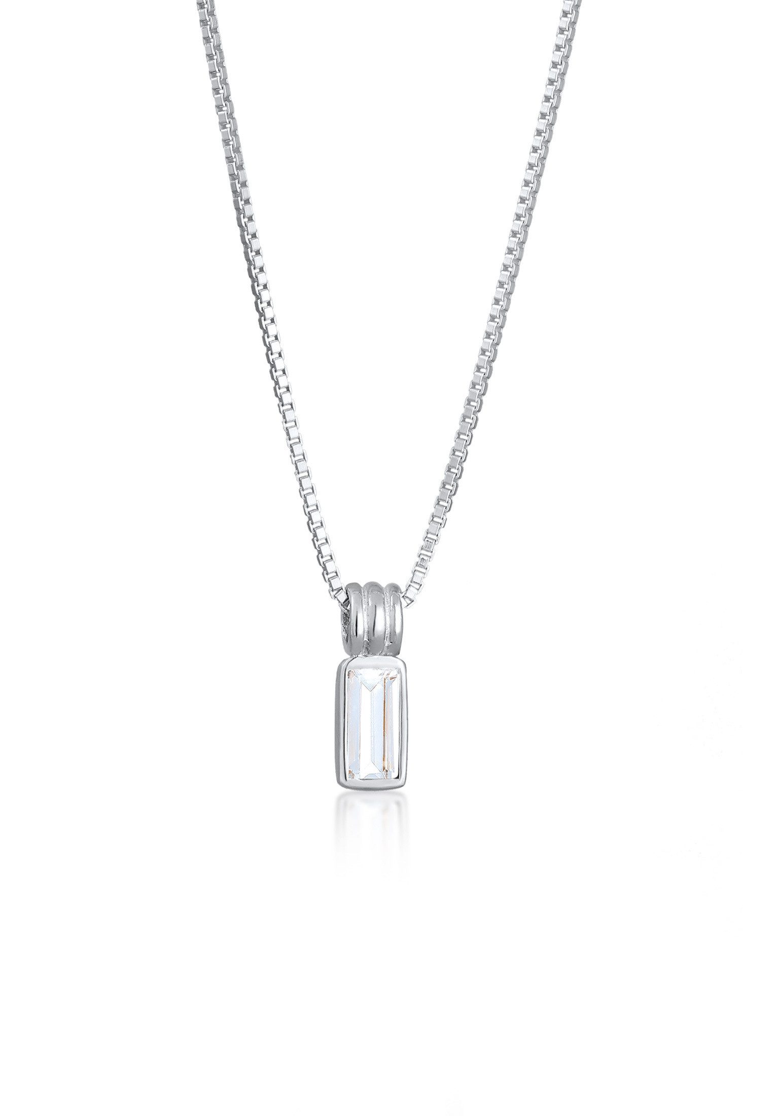Kuzzoi Kette mit Anhänger Topas Rechteck Weiß 925 Sterling Silber