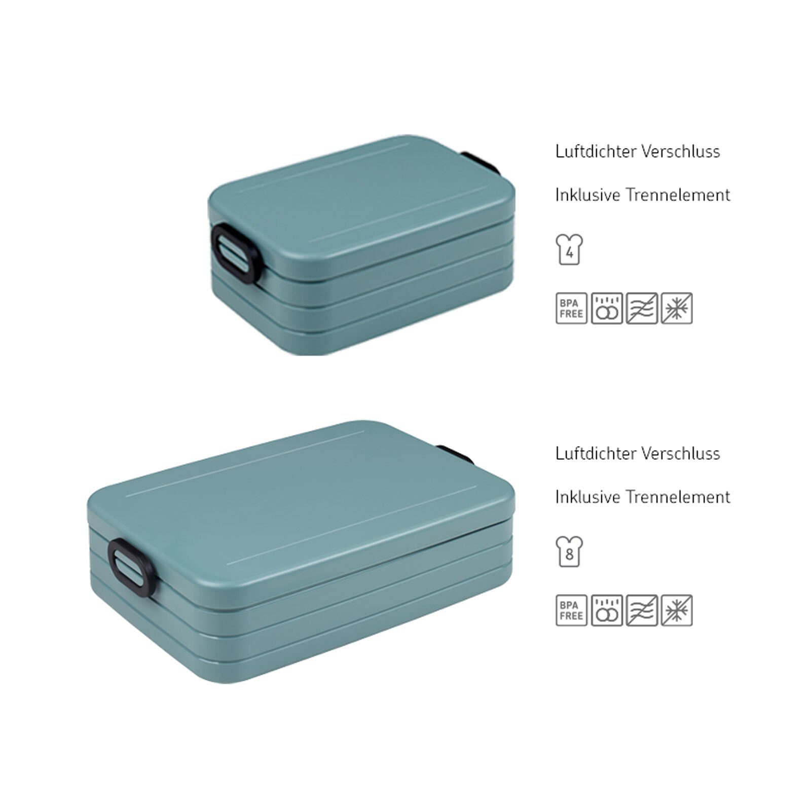 Large (2-tlg), Mepal Spülmaschinengeeignet Lunchboxen Green Set Break Nordic Midi, Lunchbox Take a Acrylnitril-Butadien-Styrol (ABS),