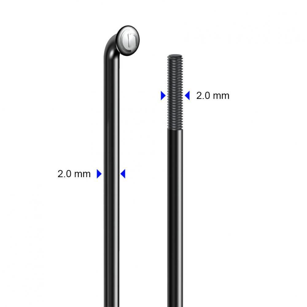 Messingschlager Speichennippel cnSpoke Speiche STD14C 294mm Ø=2,0mm 95° schwarz 100 Stück Edelstahl o