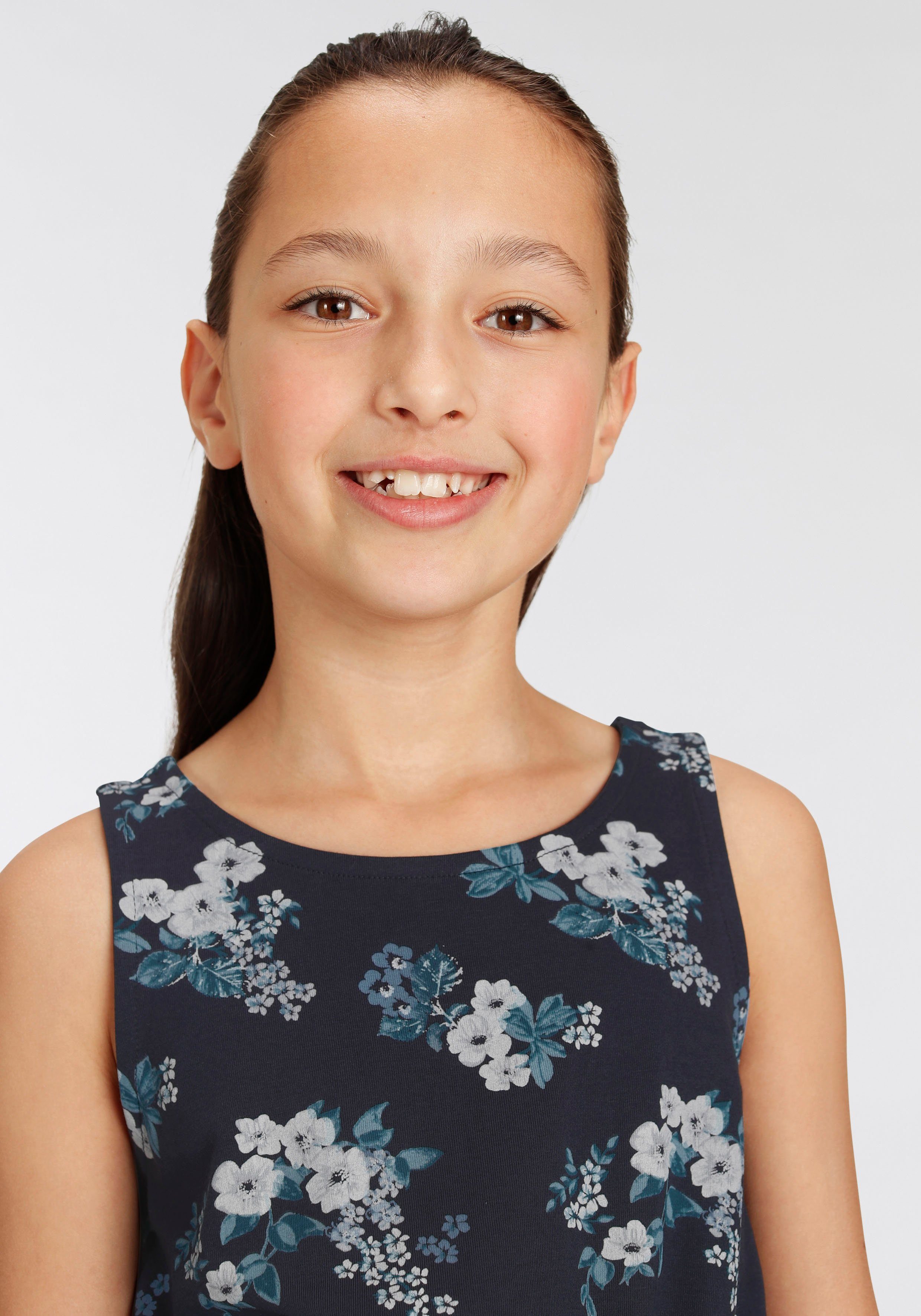 KIDSWORLD Jerseykleid - Skaterkleid mit Blumen bedruckt festliche Anlässe, kniefreie Länge, modisch, aus Jerseystoff