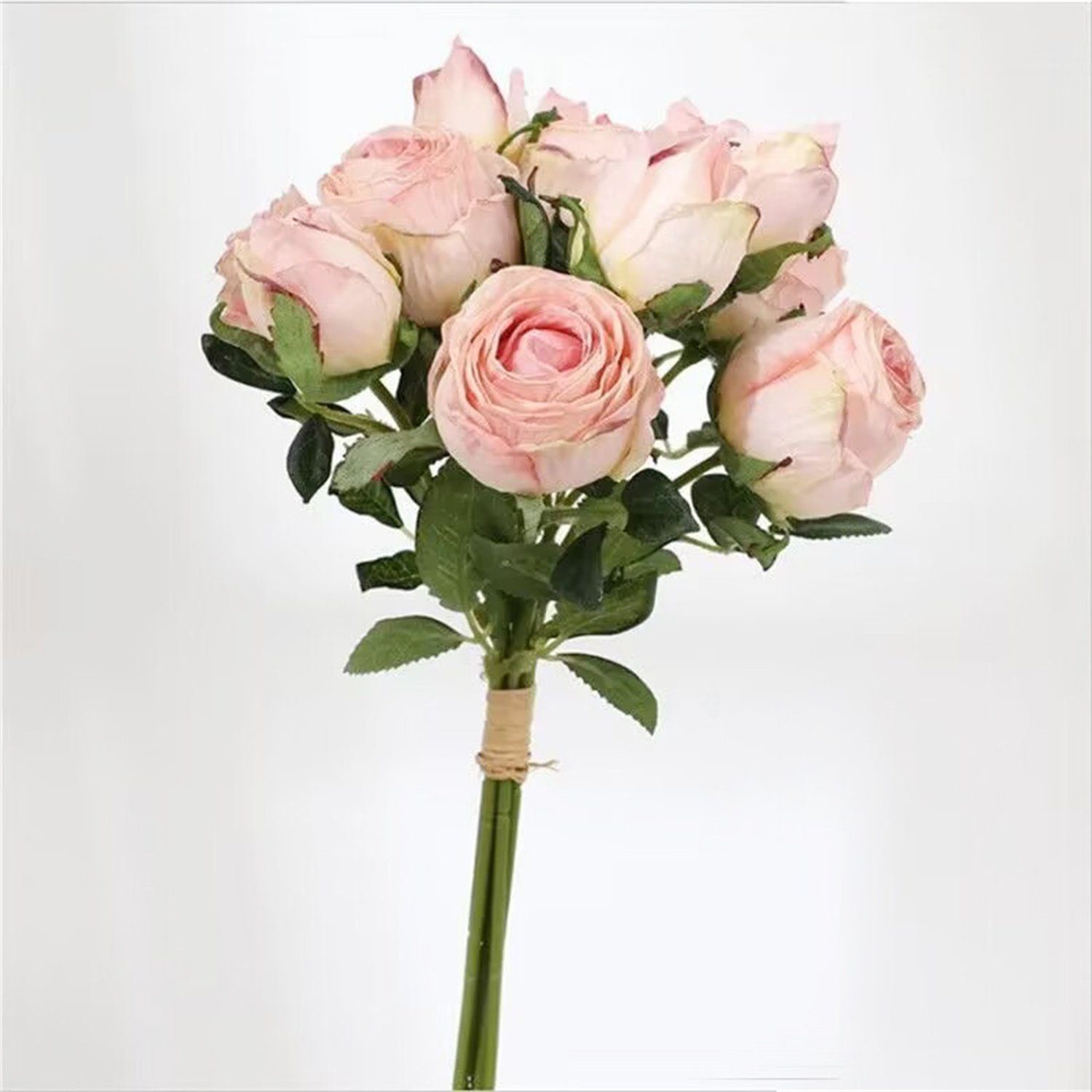 Trockenblume 6PCS Vintage verbrannt rosa Rand Simulation Trockenblumen, Bouquet, Rose autolock