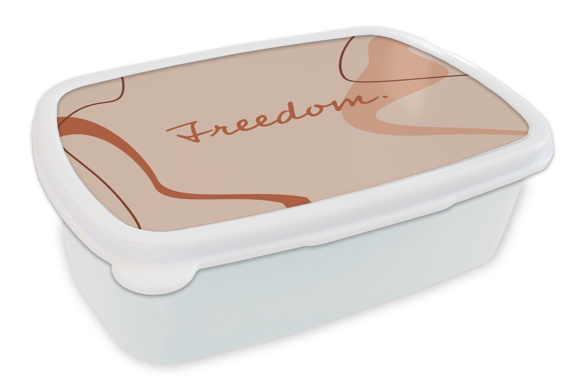 MuchoWow Pastell, - weiß Jungs Freiheit Kinder Lunchbox Brotbox Mädchen - Brotdose, Sommer und Erwachsene, (2-tlg), Kunststoff, für und - für Zitate