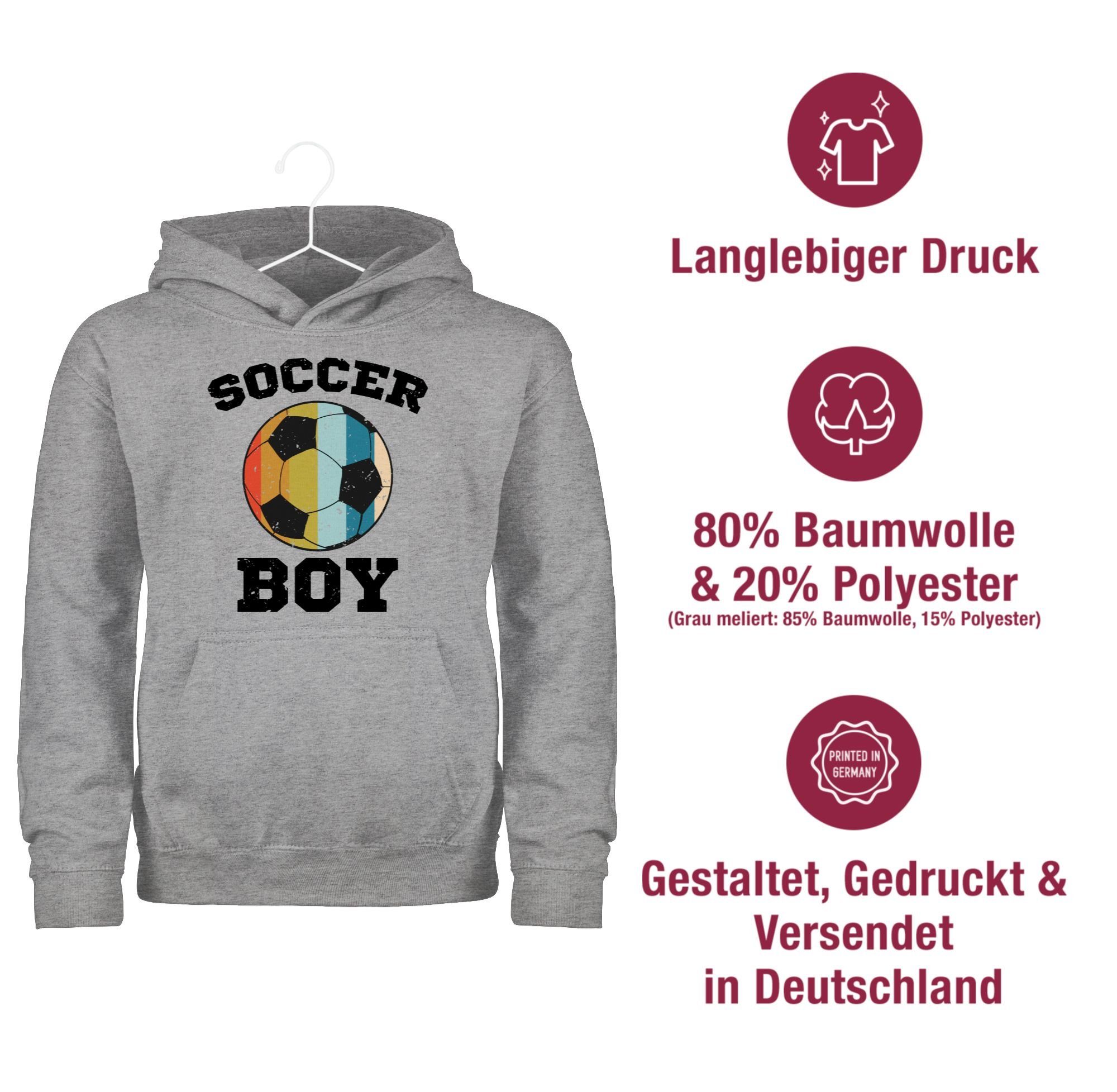 Shirtracer Hoodie Soccer Vintage Boy Grau meliert 3 Kleidung Kinder Sport