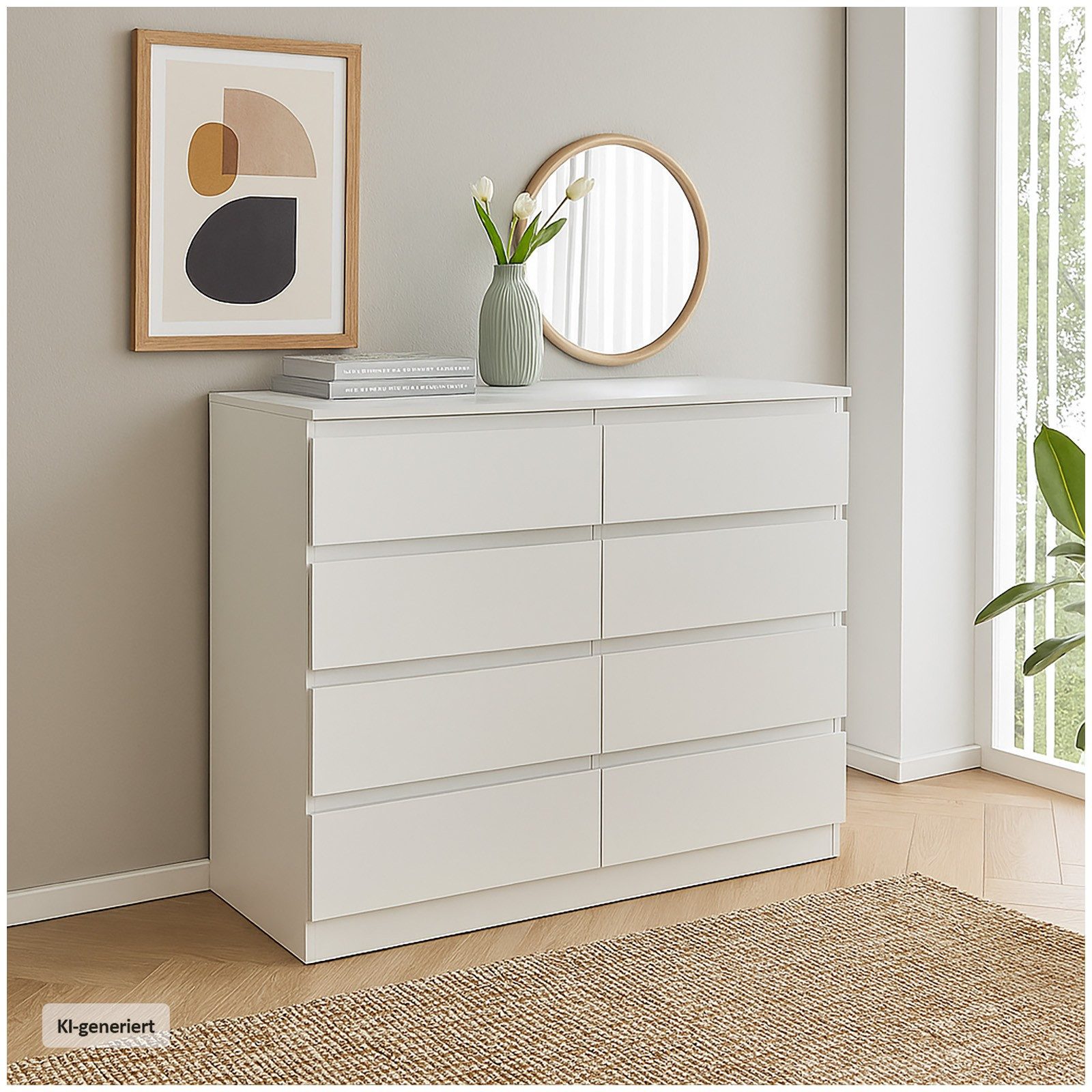 HTI-Living Sideboard Moderne Kommode mit 8 grifflosen Schubladen Weiß (Stück, 1 St., 1 Kommode ohne Dekoration), Sideboard