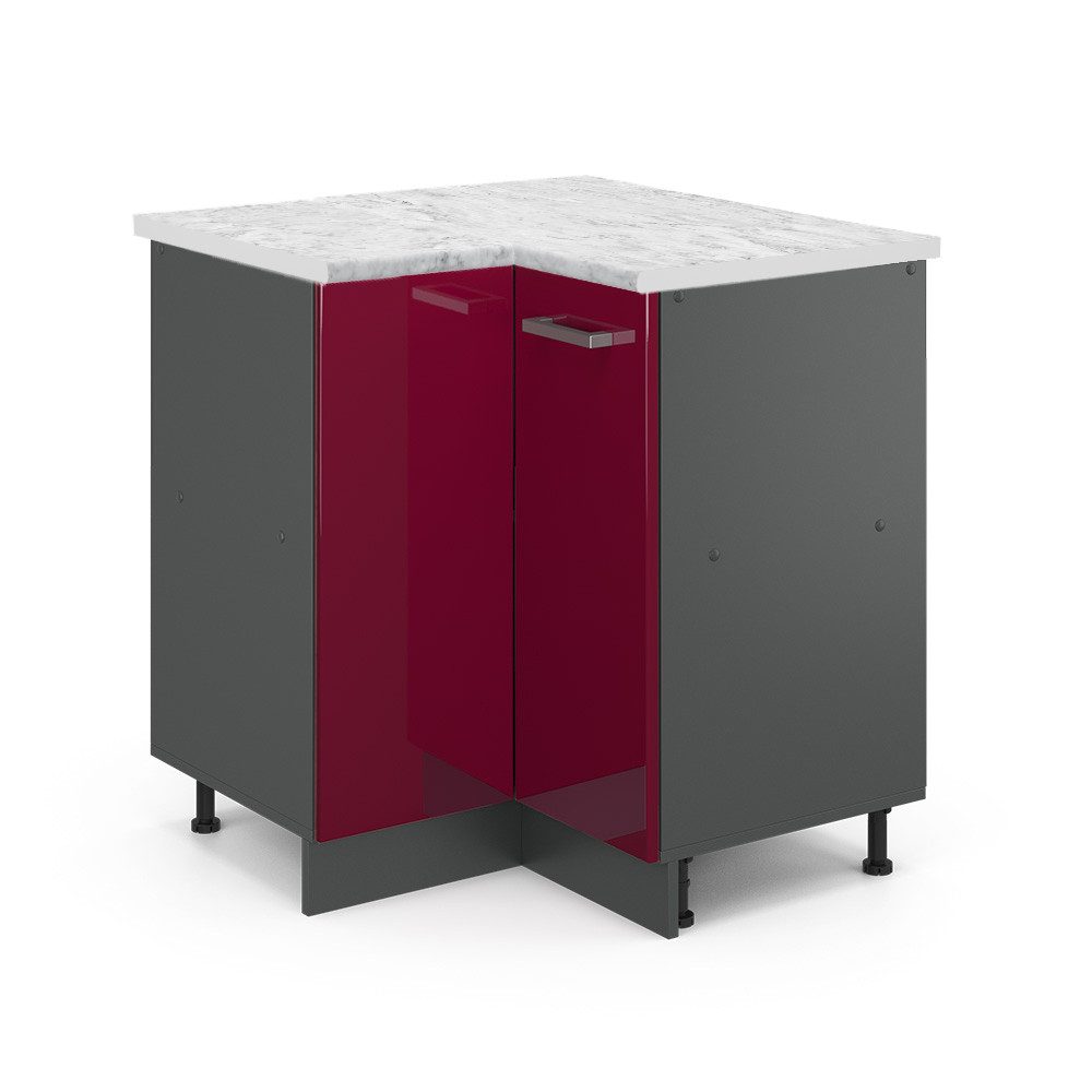 Vicco Eckunterschrank R-Line, Bordeaux Hochglanz/Anthrazit, 75.6 günstig online kaufen