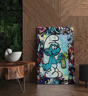 Mister-Kreativ XXL-Wandbild Graffiti Smurf - Premium Wandbild, Viele Größen + Materialien, Poster + Leinwand + Acrylglas