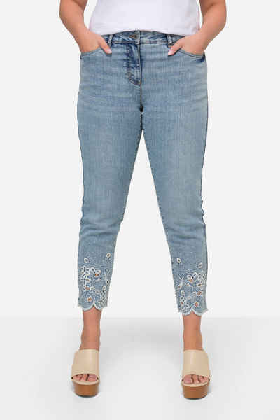 MIAMODA Regular-fit-Jeans Jeans Slim Fit Saum mit Loch-Stickerei 5-Pocket