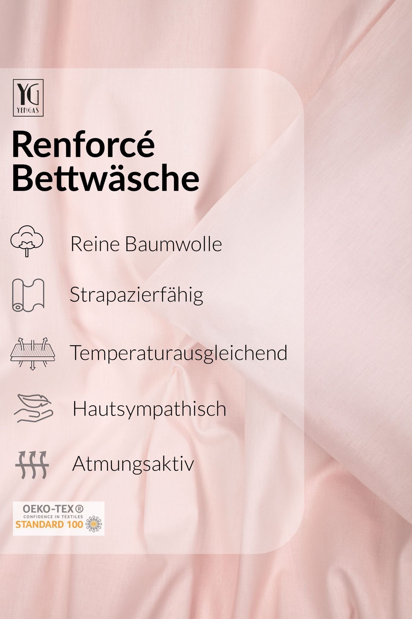 YENGAS Kinderbettwäsche mit Reißverschluss, einfarbig, 100% günstig online kaufen