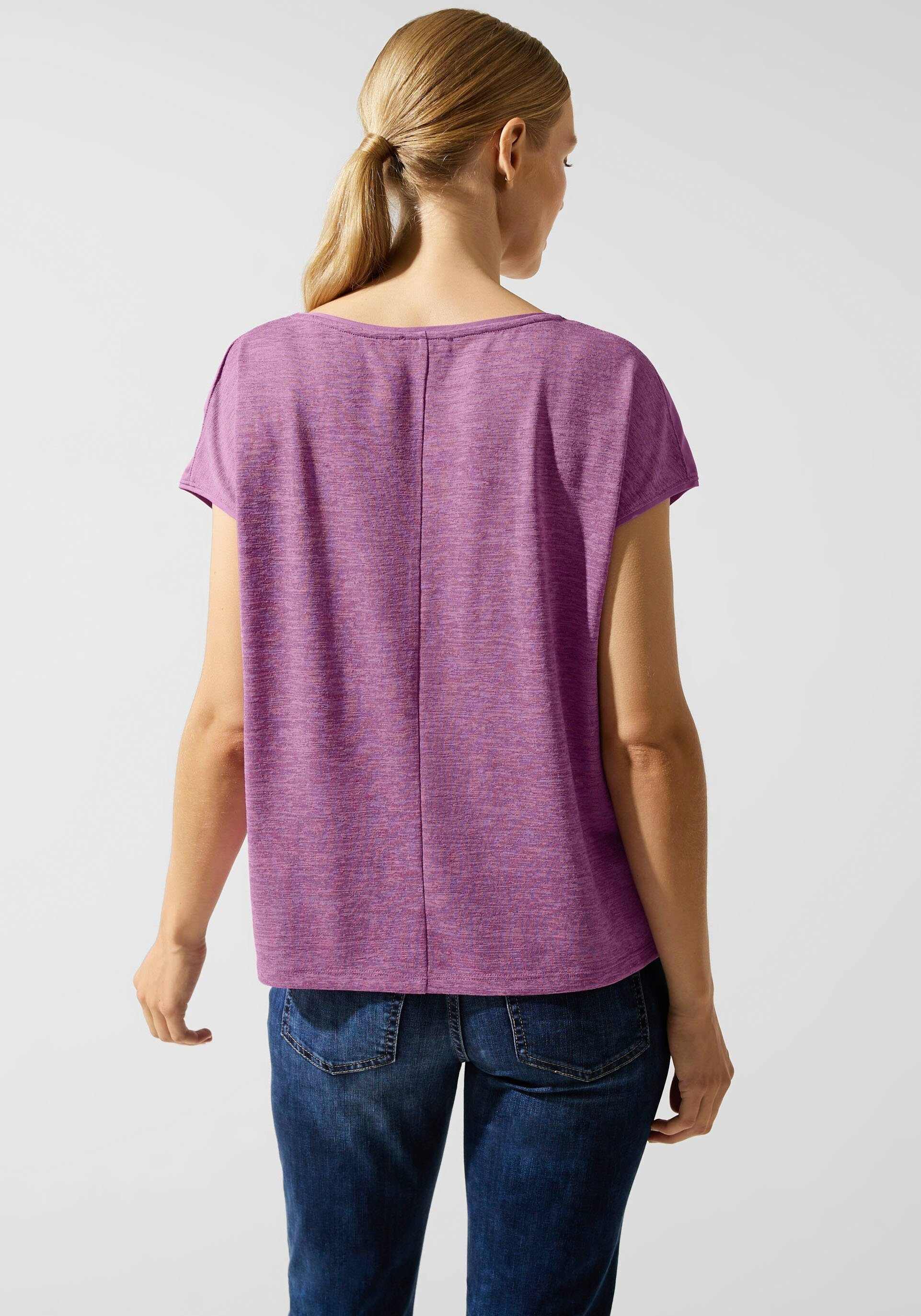STREET ONE Shirttop mit unifarbenen Einsätzen an den Schultern meta lilac