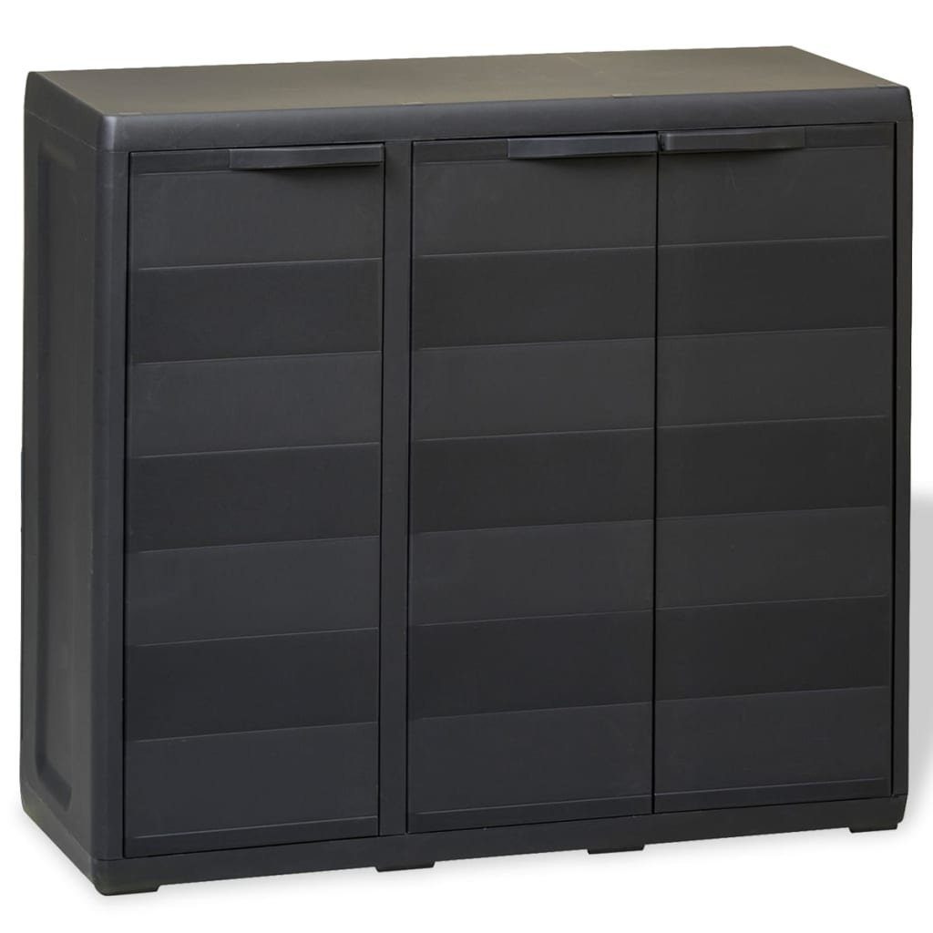 vidaXL Fächerschrank Gartenschrank mit 2 Regalen Schwarz (1-St)