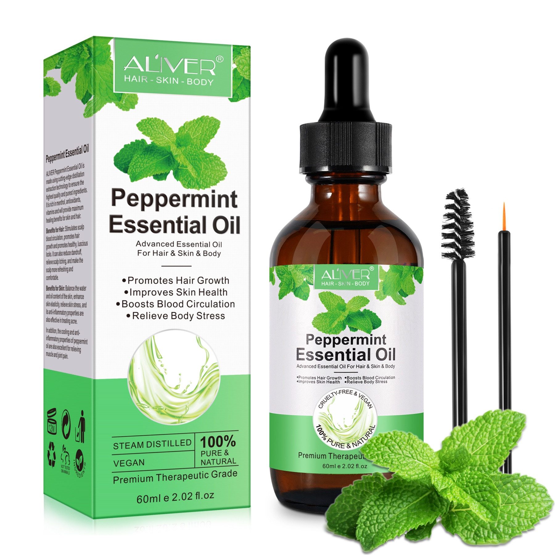 Haaröl Pfefferminzöl Ätherisches Haaröl Hautöl Massageöl Bio Vegan Aliver