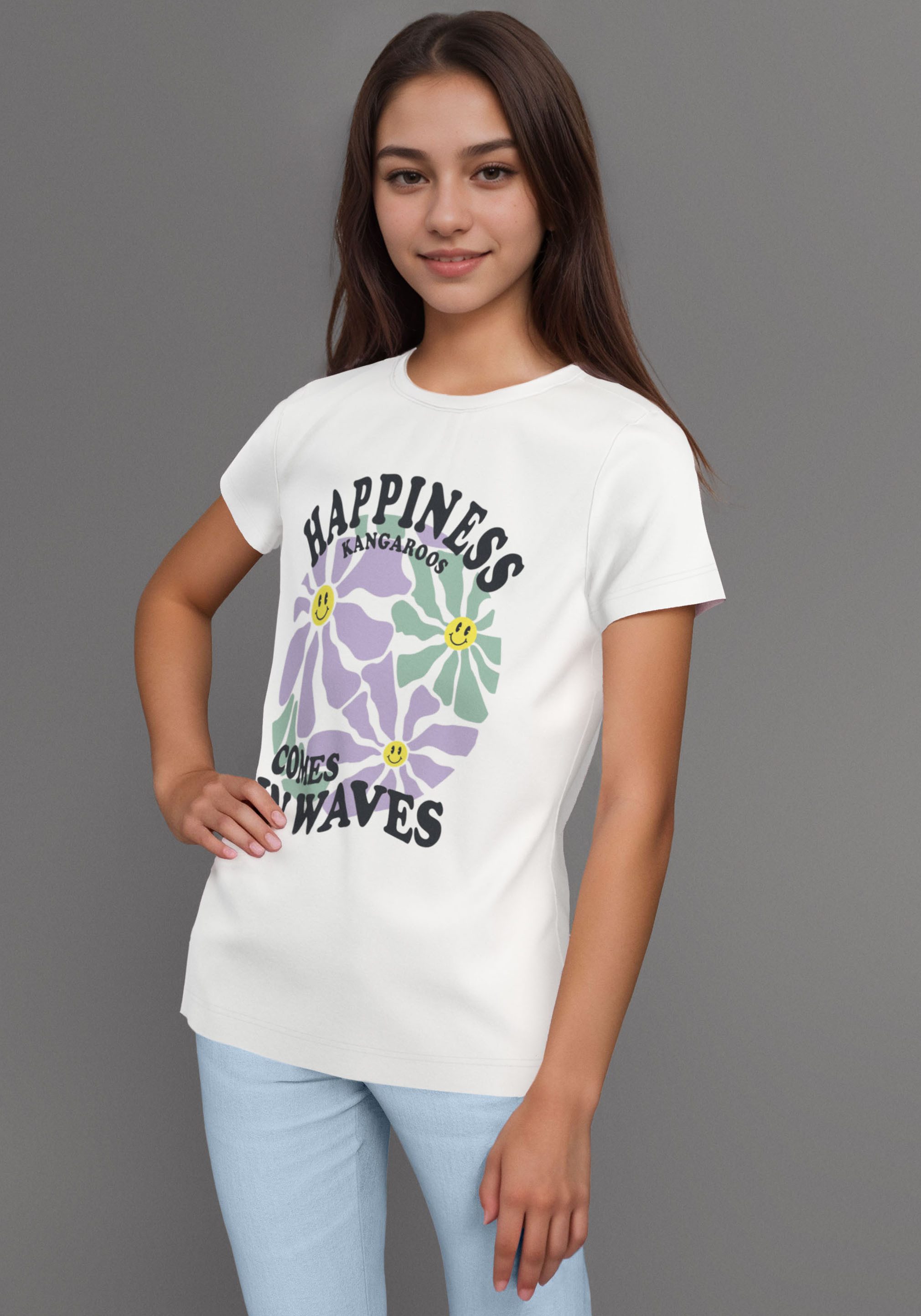 KangaROOS T-Shirt HAPPINESS COMES großer Frontprint günstig online kaufen