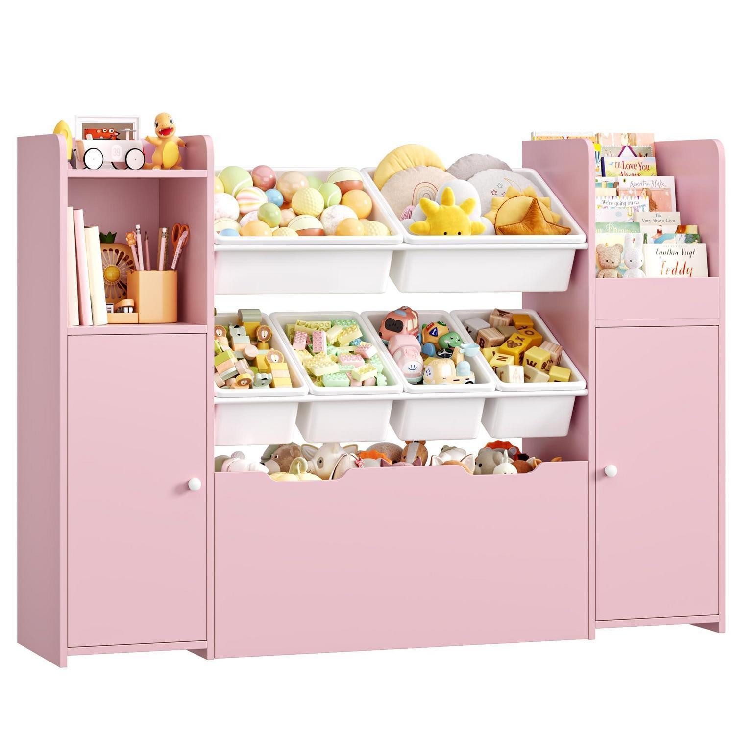 LuxusKollektion Kinderregal Kinderregal mit 7 Boxen Rosa, 1-tlg.