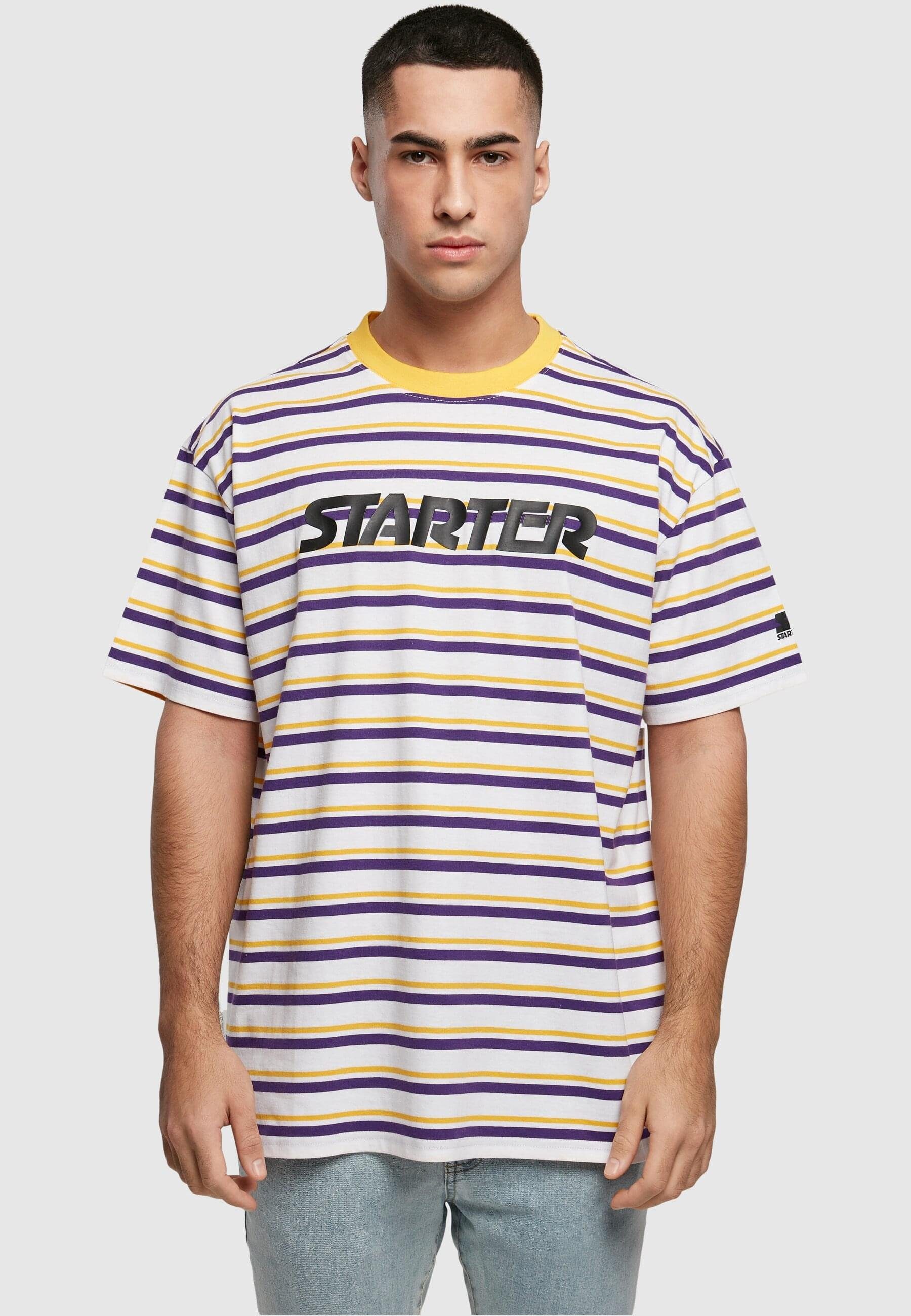 Starter T-Shirt Herren Jersey white/californiayelow/realviolet/white Stripe (1-tlg) Starter