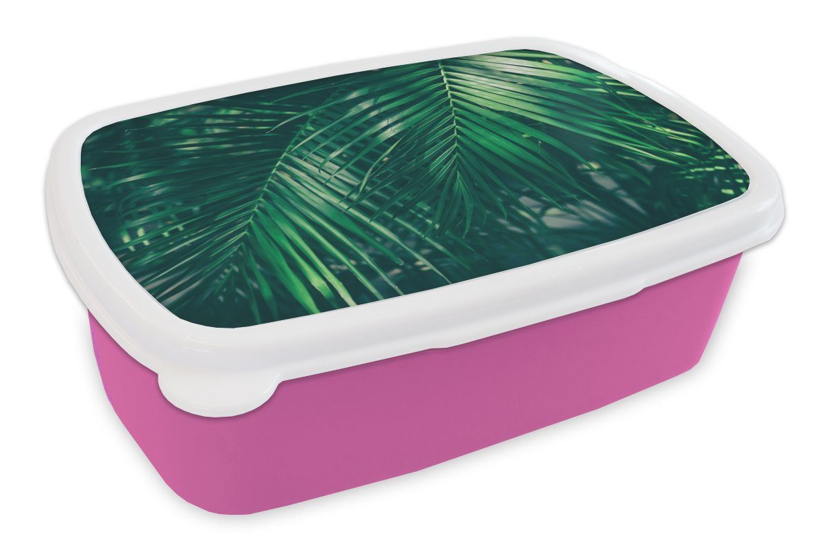 MuchoWow Lunchbox Palmenblätter - Makro - Grün - Mädchen - Kinder - Jungen, Kunststoff, (2-tlg), Brotbox für Erwachsene, Brotdose Kinder, Snackbox, Mädchen, Kunststoff rosa | Lunchboxen