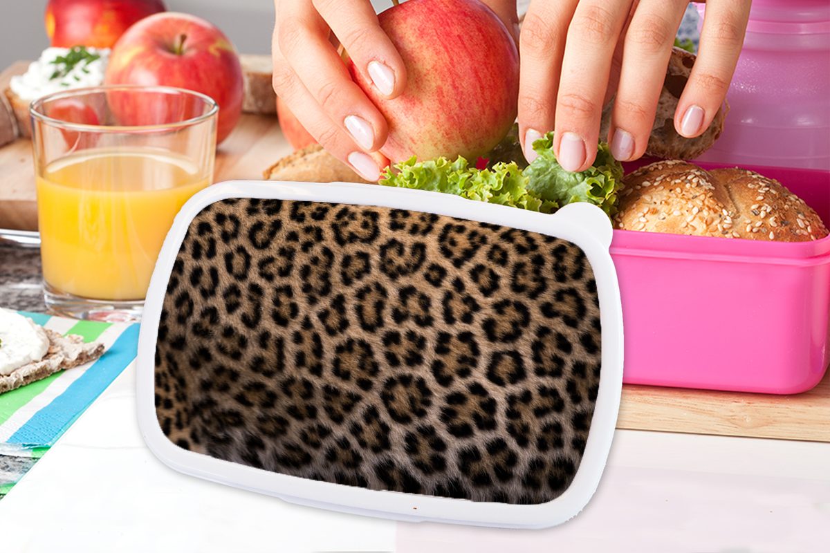 MuchoWow Lunchbox Panther Druck, Kunststoff Brotbox für Kinder, Kunststoff, Erwachsene, (2-tlg), rosa Brotdose Snackbox, Mädchen