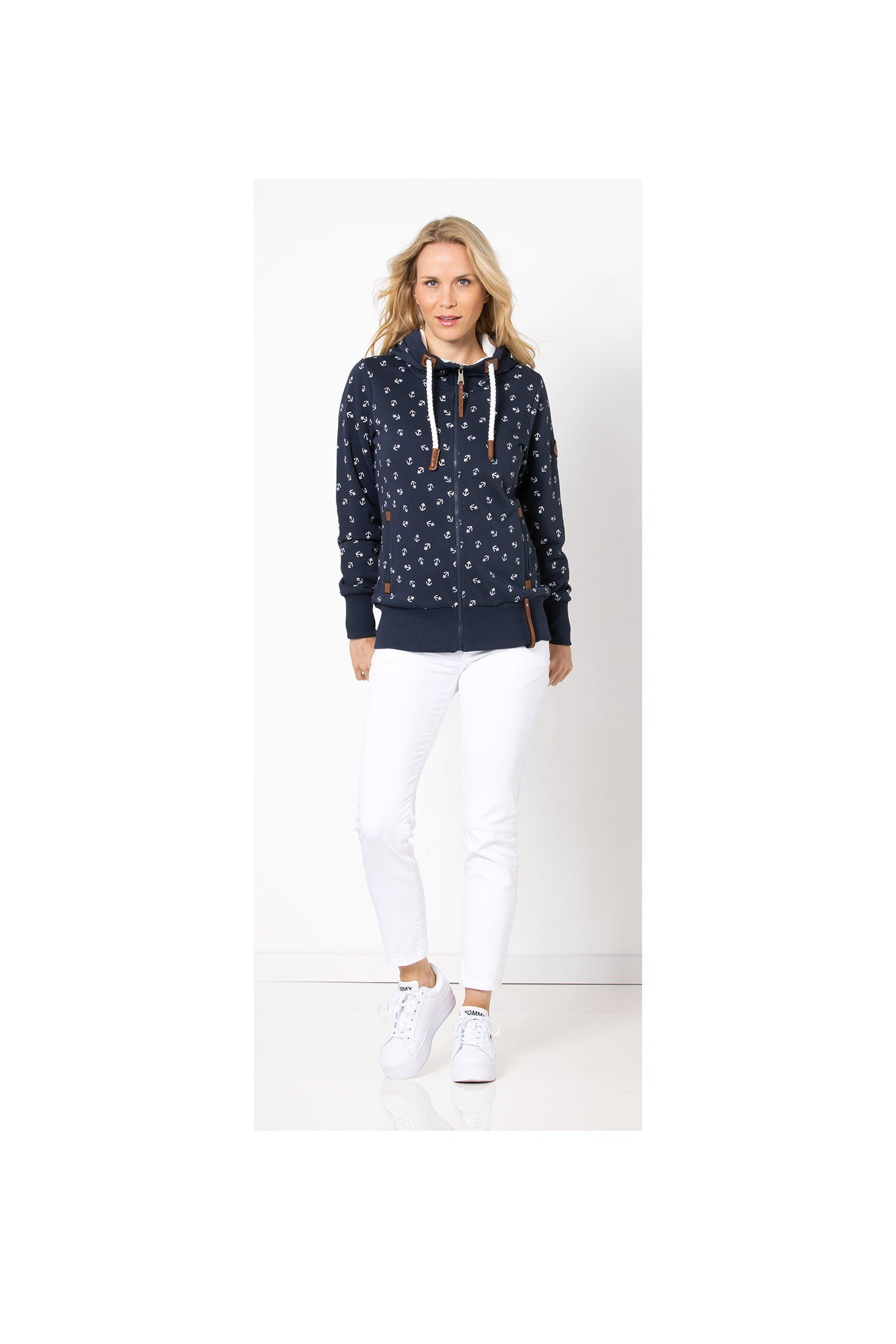 SER Sweatjacke Sweatjacke Anker Print W9900311S auch in großen Größen 427 navy