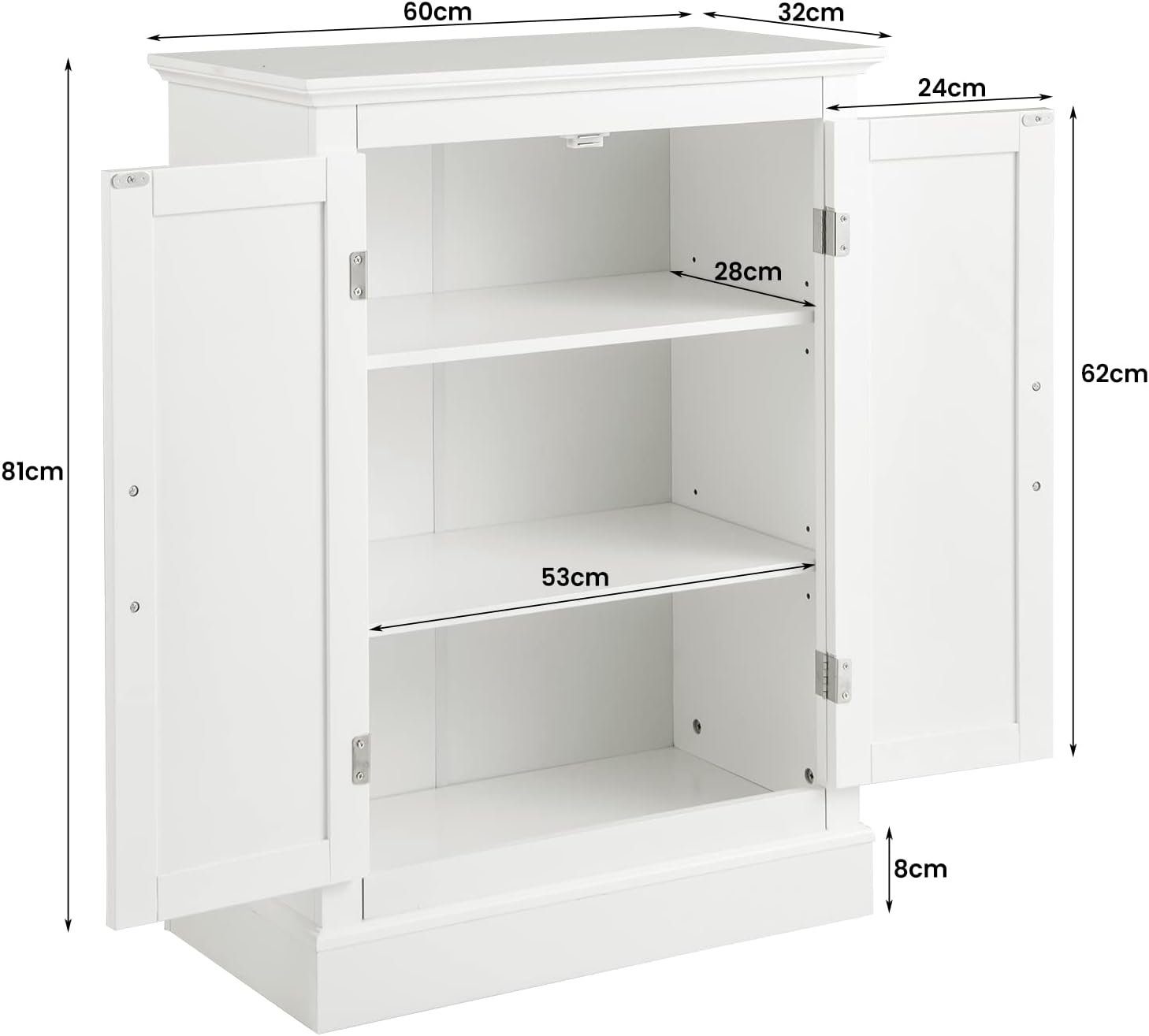 x Regal, 60 cm 81 Midischrank x 32 mit verstellbarem Badschrank KOMFOTTEU