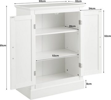 KOMFOTTEU Midischrank Badschrank mit verstellbarem Regal, 60 x 32 x 81 cm