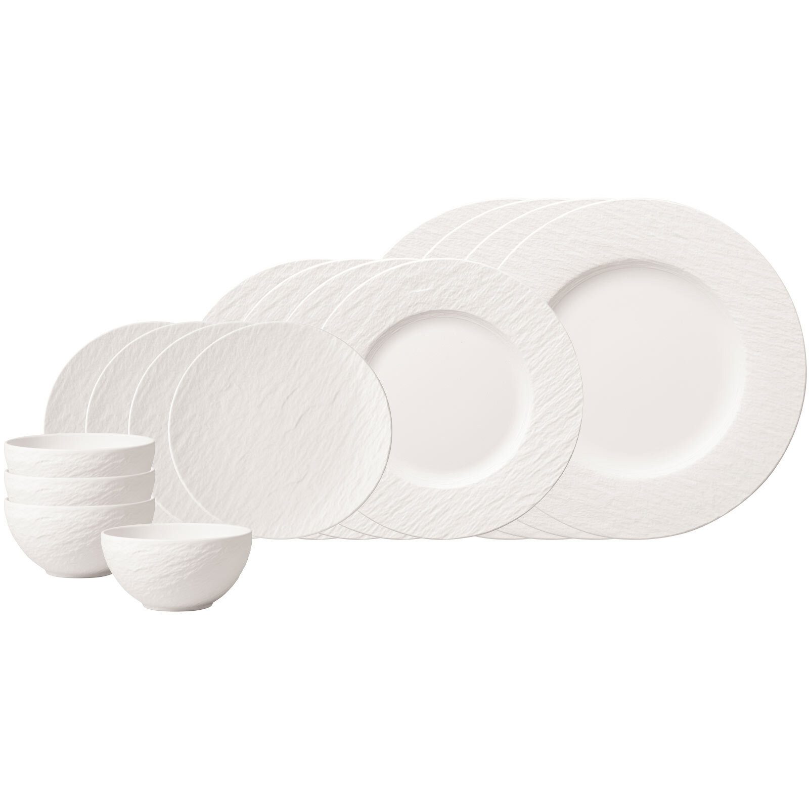 Villeroy & Boch Kombiservice Manufacture Rock Starter-Set (16-tlg), 4 Personen, Porzellan