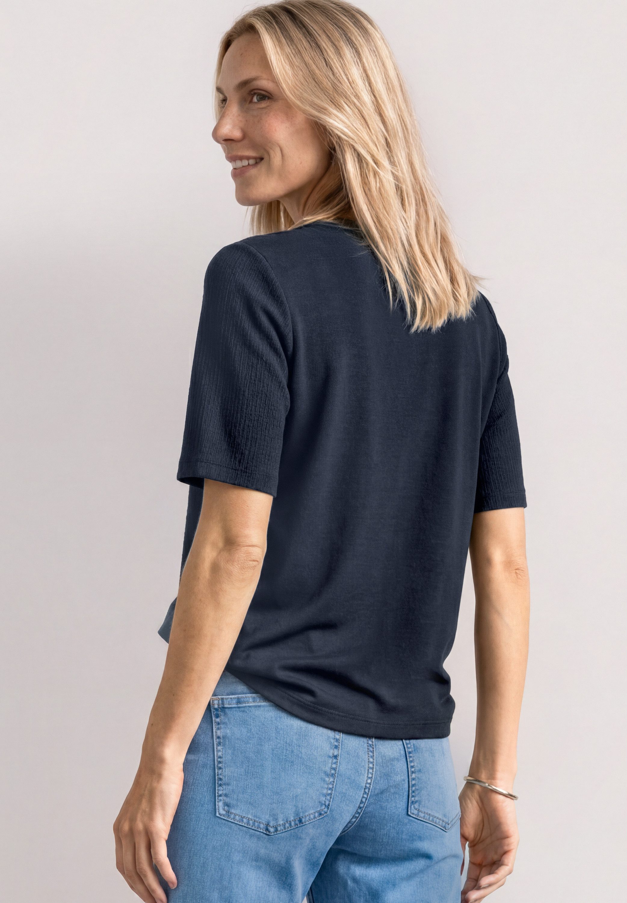STREET ONE Kurzarmshirt Kurzarm Sommershirt mit Knopfdetails