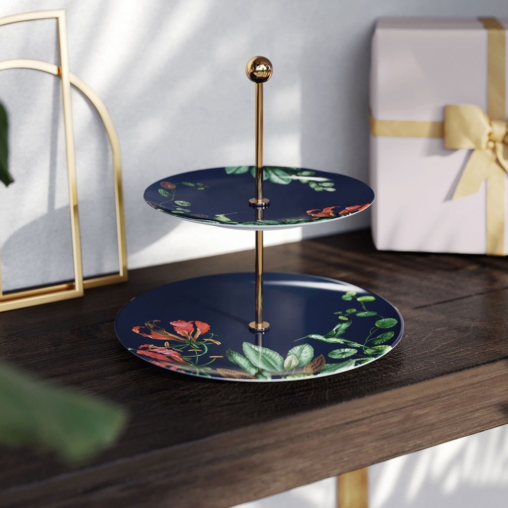 Villeroy & Boch Signature Etagere Avarua Gifts Etagere, 27,5x26,7cm, blau/bunt, Porzellan, (1-tlg), Premium Bone Porcelain, spülmaschinenfest, Made in Germany
