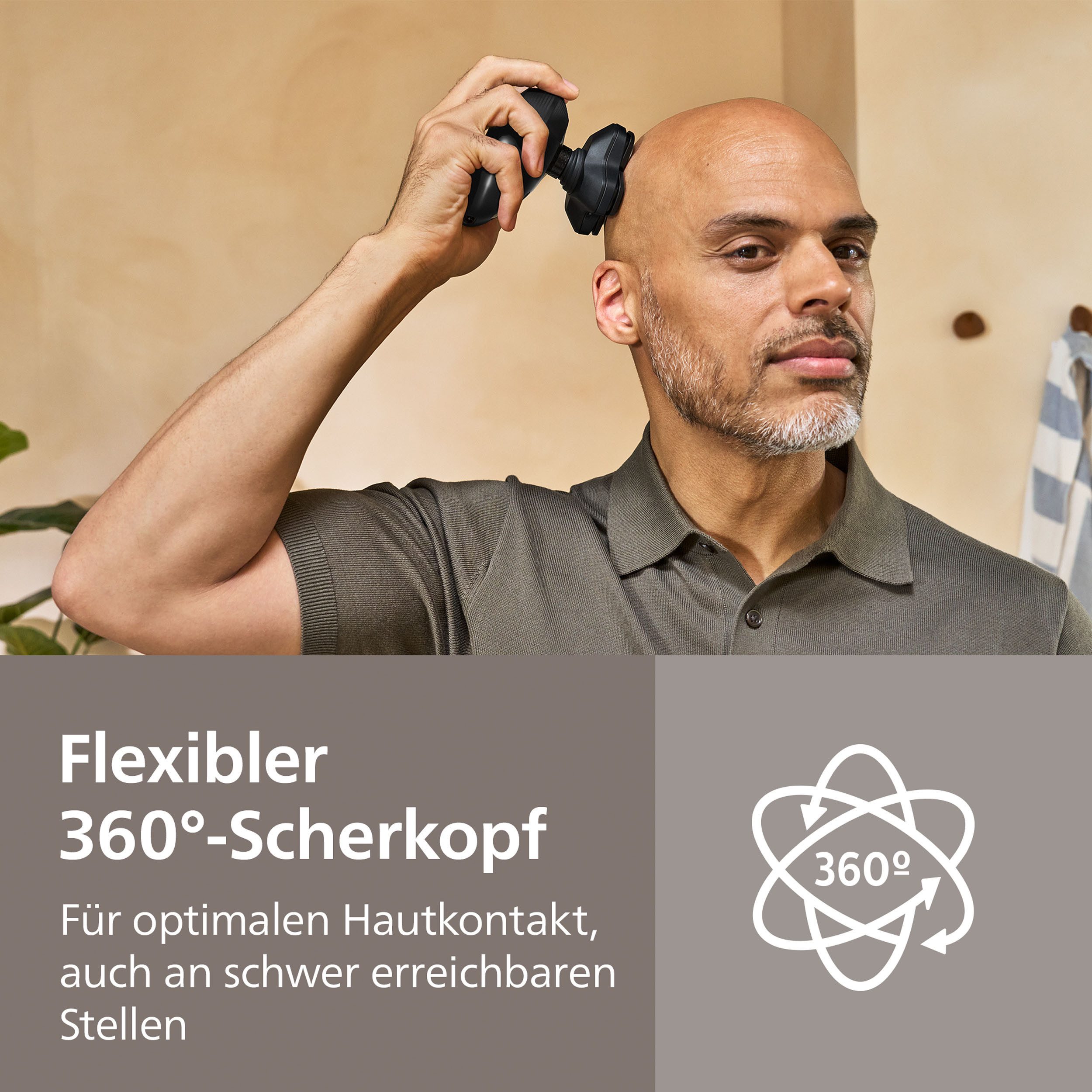 Philips Glatzen-Rasierer HS5980/15, Haarschneider mit 36 ComfortCut-Klingen, nass und trocken verwendbar