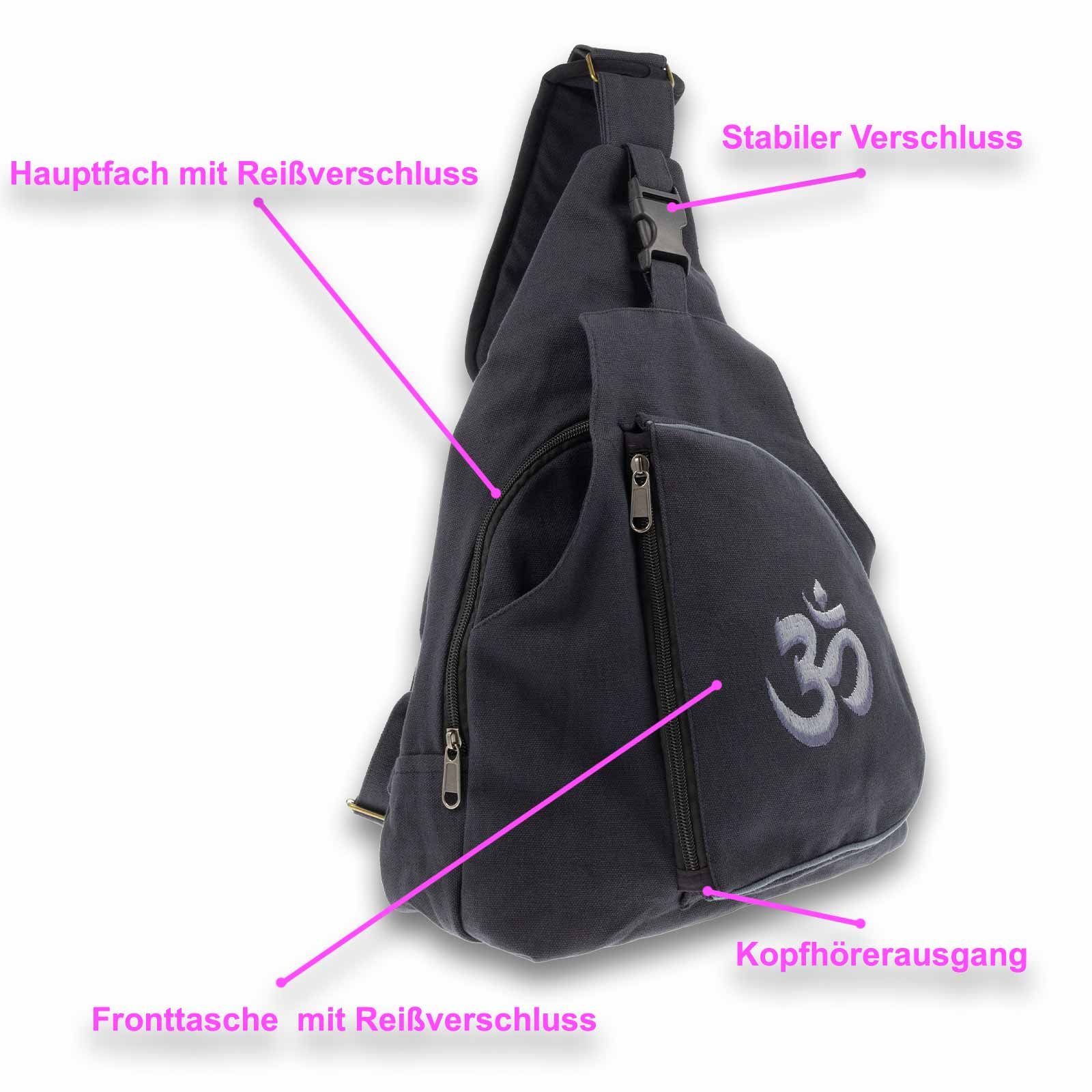 Symbol / Schultertasche Bodybag KUNST Grau MAGIE UND Schultertasche Schwarz Sling L Hippie Bag OM Rucksack