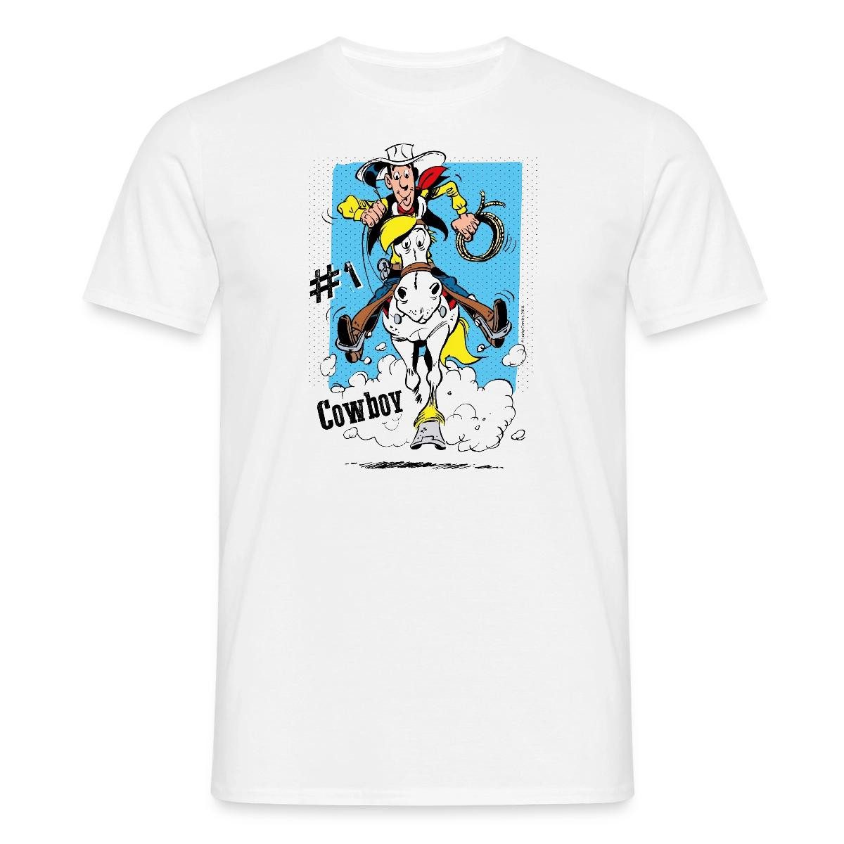 Spreadshirt T-Shirt Lucky Luke Cowboy mit Pferd Jolly Jumper Männer T-Shirt (1-tlg)