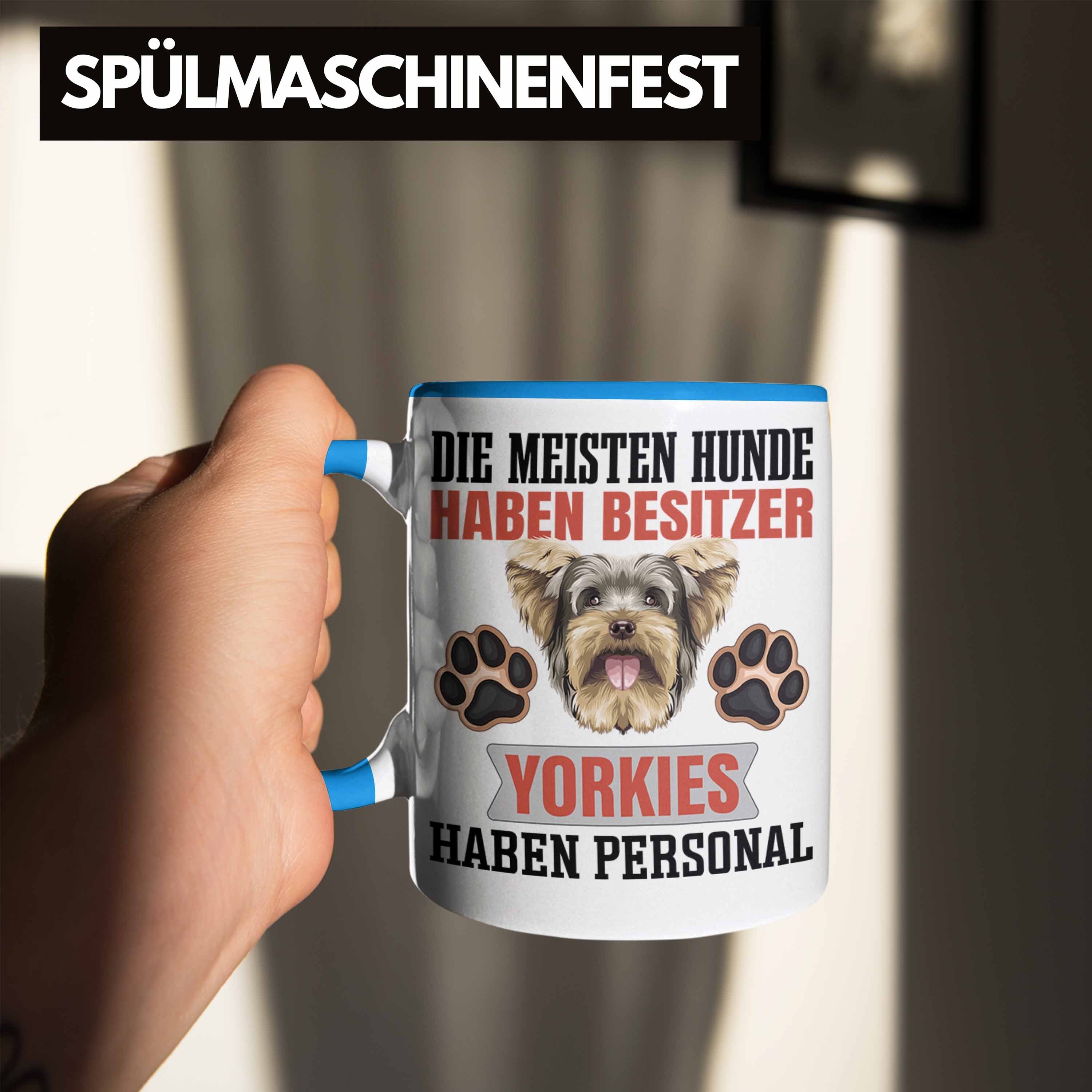 Besitzer Tasse Geschenk Trendation Spruch Tasse Geschenkidee Blau Besitzerin Lustiger Yorkie