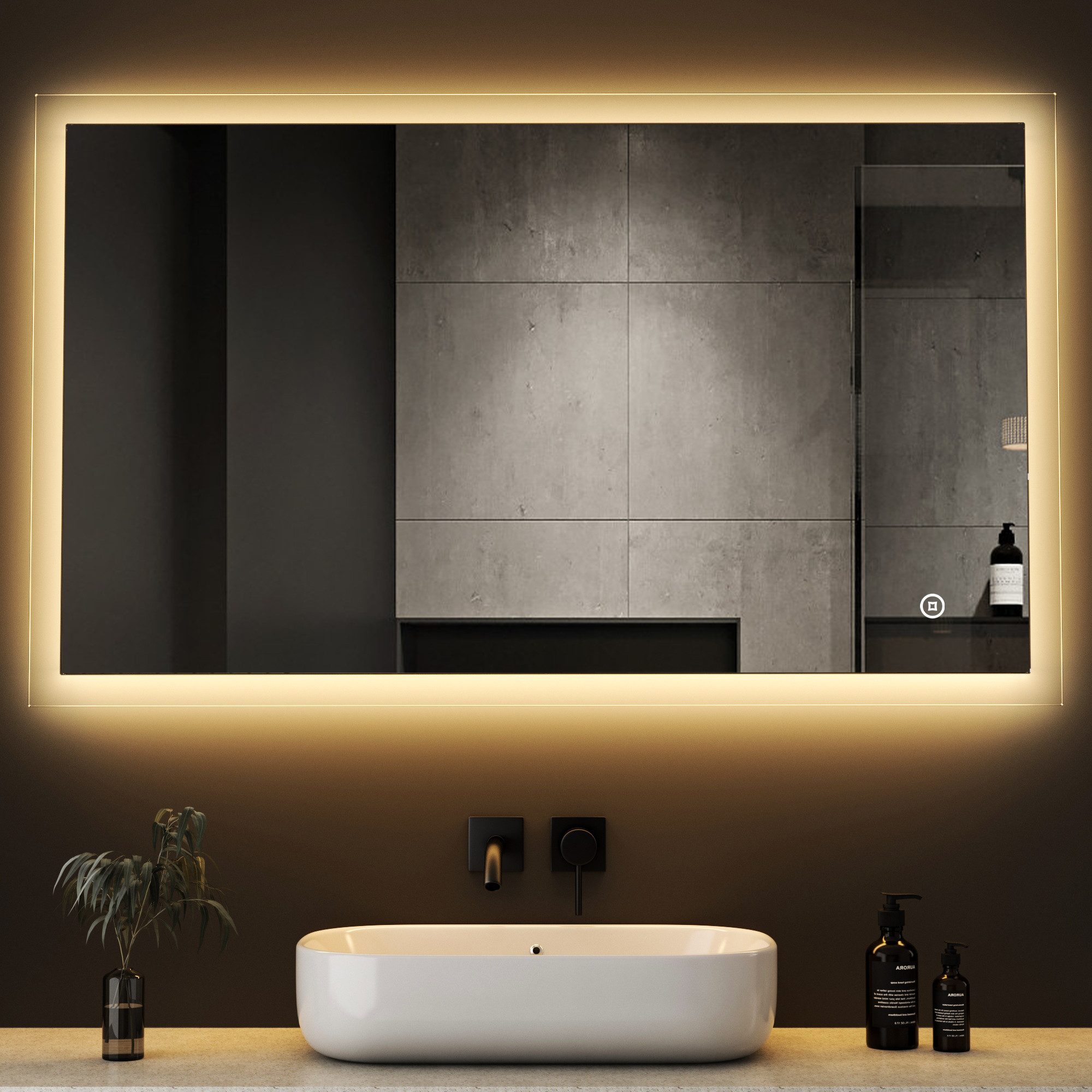 WDWRITTI Badspiegel Badezimmerspiegel Led 100x60cm Helligkeit einstellbar 3 günstig online kaufen