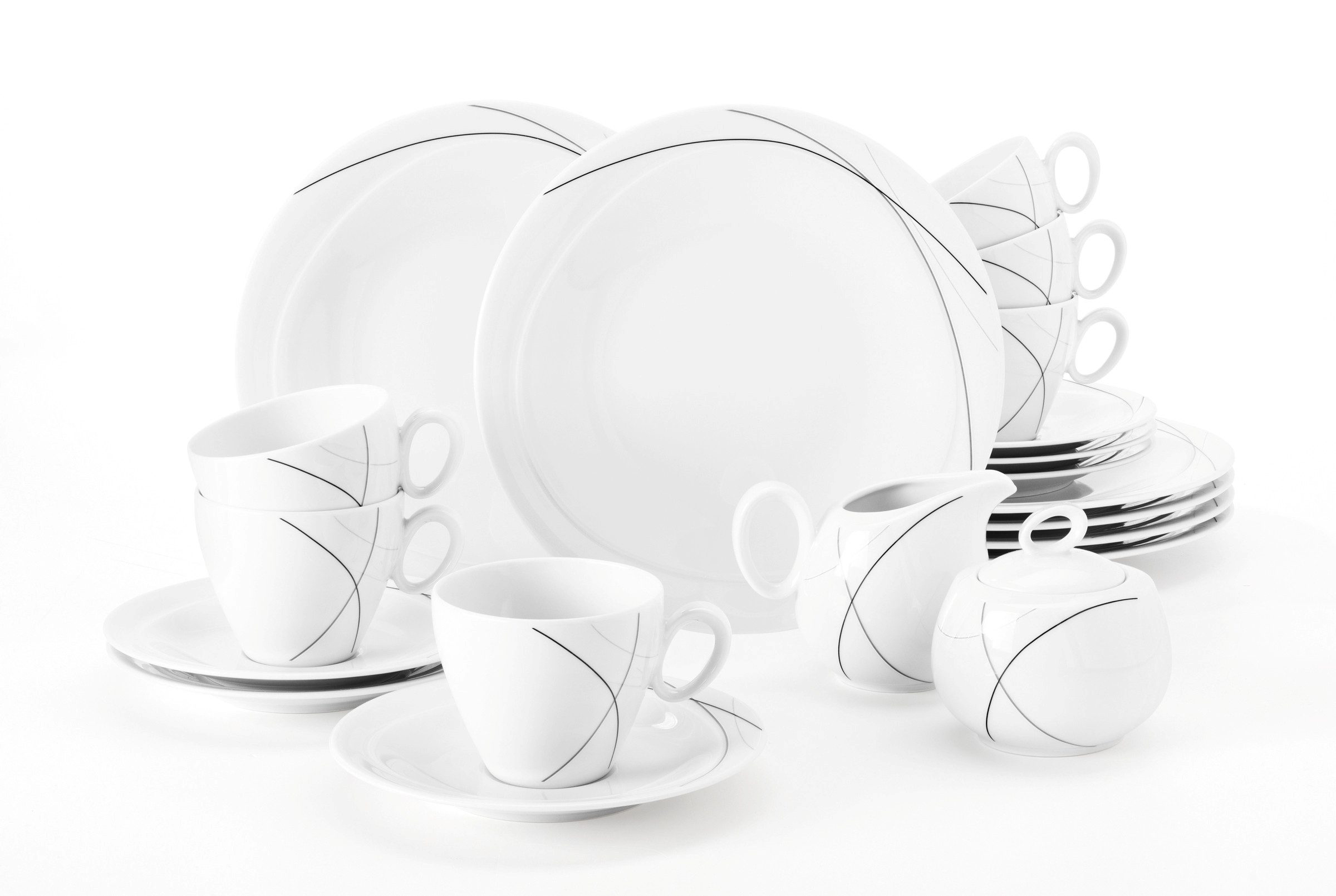 Seltmann Weiden Kaffeeservice Geschirr-Set, Service Trio Highline (20-tlg), 6 Personen, Porzellan, Kaffeeservice, Made in Germany, 20 Teile, für 6 Personen
