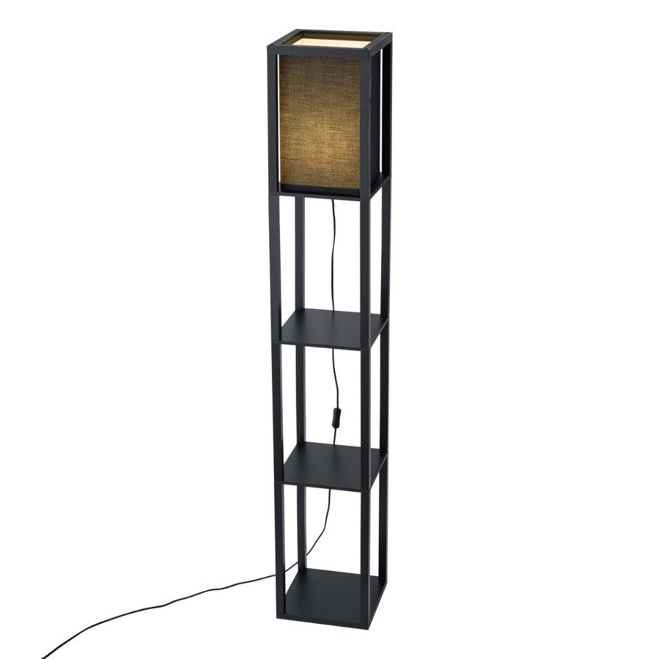 Qazqa Stehlampe Stojan, LED wechselbar, E27, Schwarz, Modern, Holz, 1-flammig