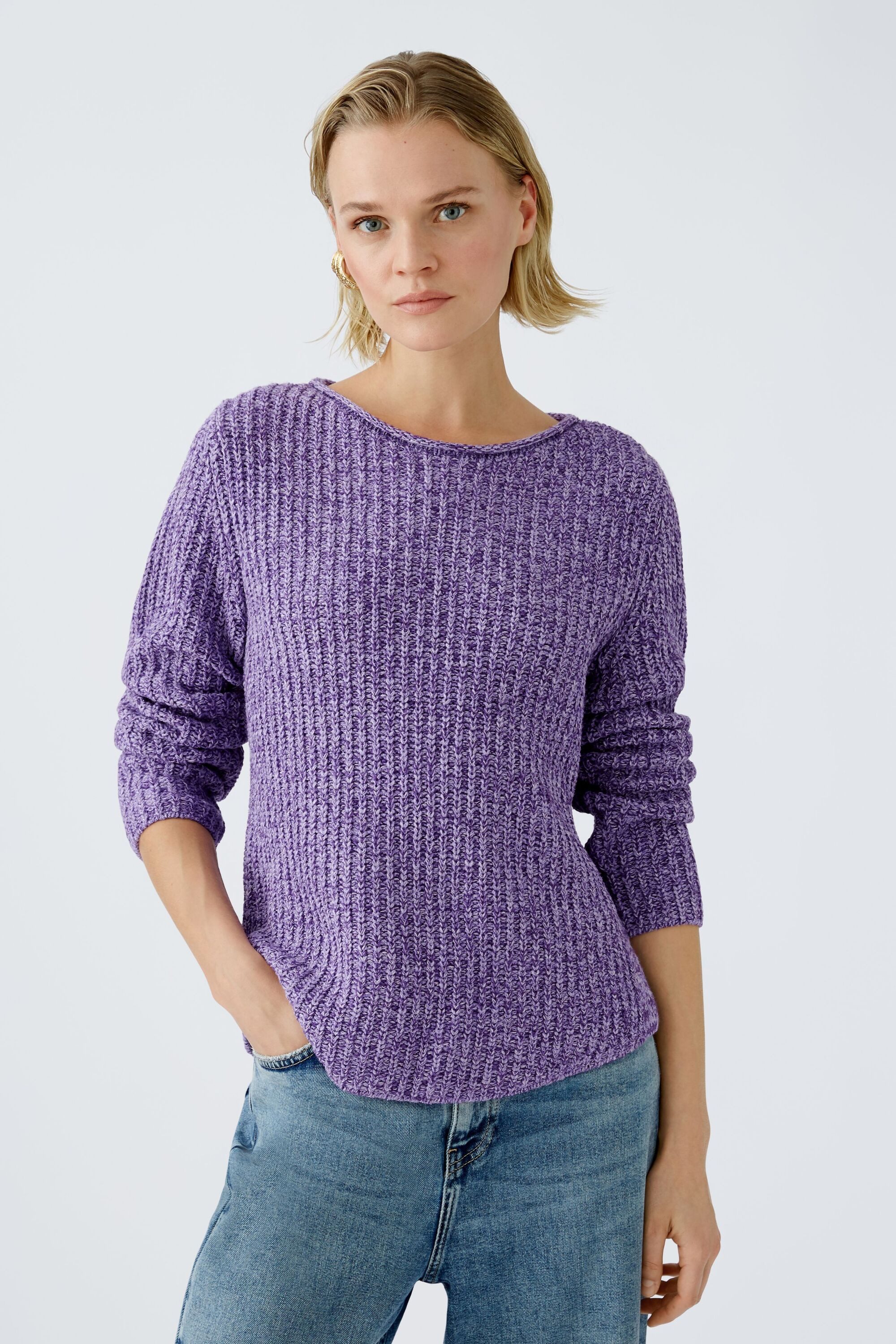 Oui Rundhalspullover NAOLIN Pullover Baumwollmischung günstig online kaufen