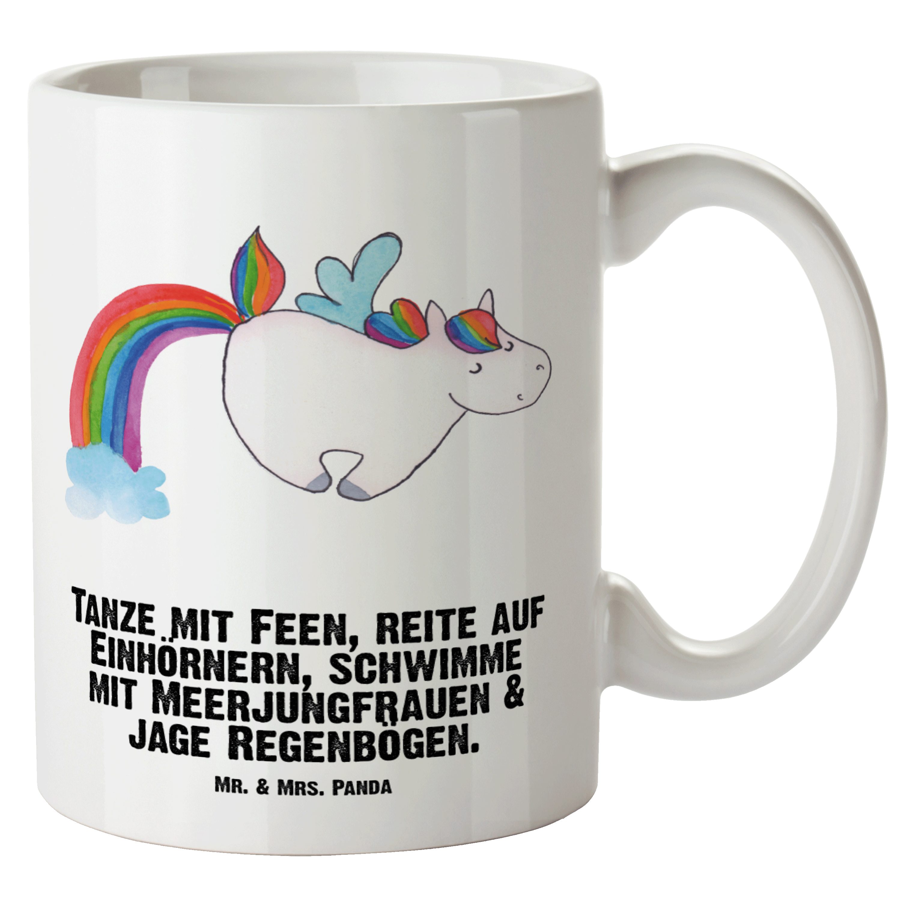 Mr. & Mrs. Panda Tasse Einhorn Pegasus - Weiß - Geschenk, Groß, XL Tasse, Spielen, Unicorn, XL Tasse Keramik